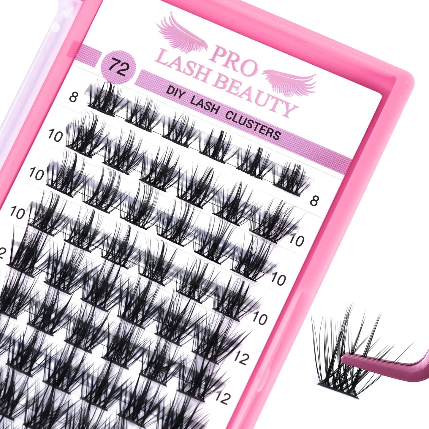 Cluster Lashes 72 Pcs Lash Clusters DIY Eyelash Extension Individual Lashes Attraction C-8-16 mix Thin Band Easy to Apply at home Lashes(Attraction,C-8-16mix)