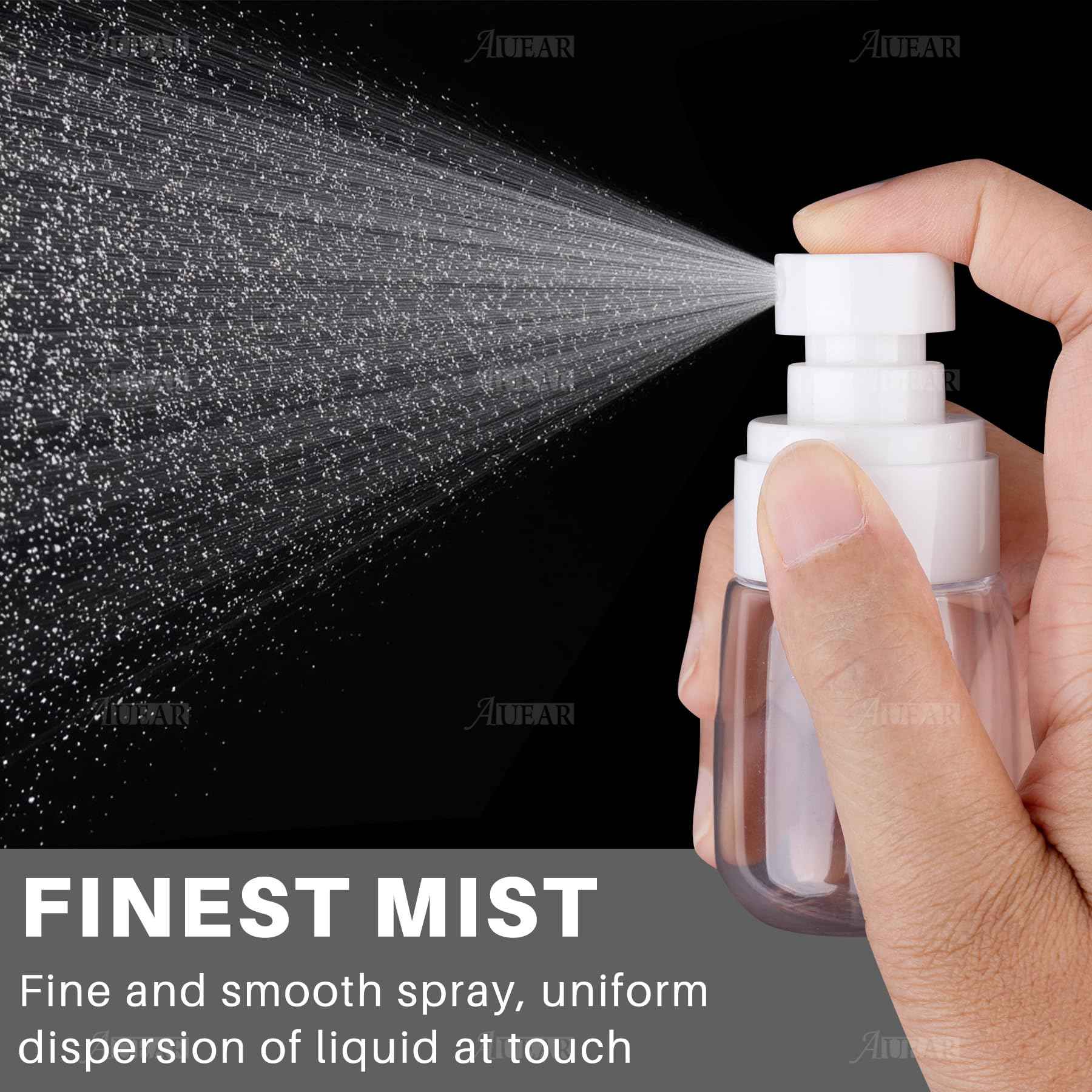 AUEAR, 4 Pcs 30ml Spray Bottles Plastic Empty Travel Refillable Mist for Skincare Makeup Hair Cleaning Lotion Perfume
