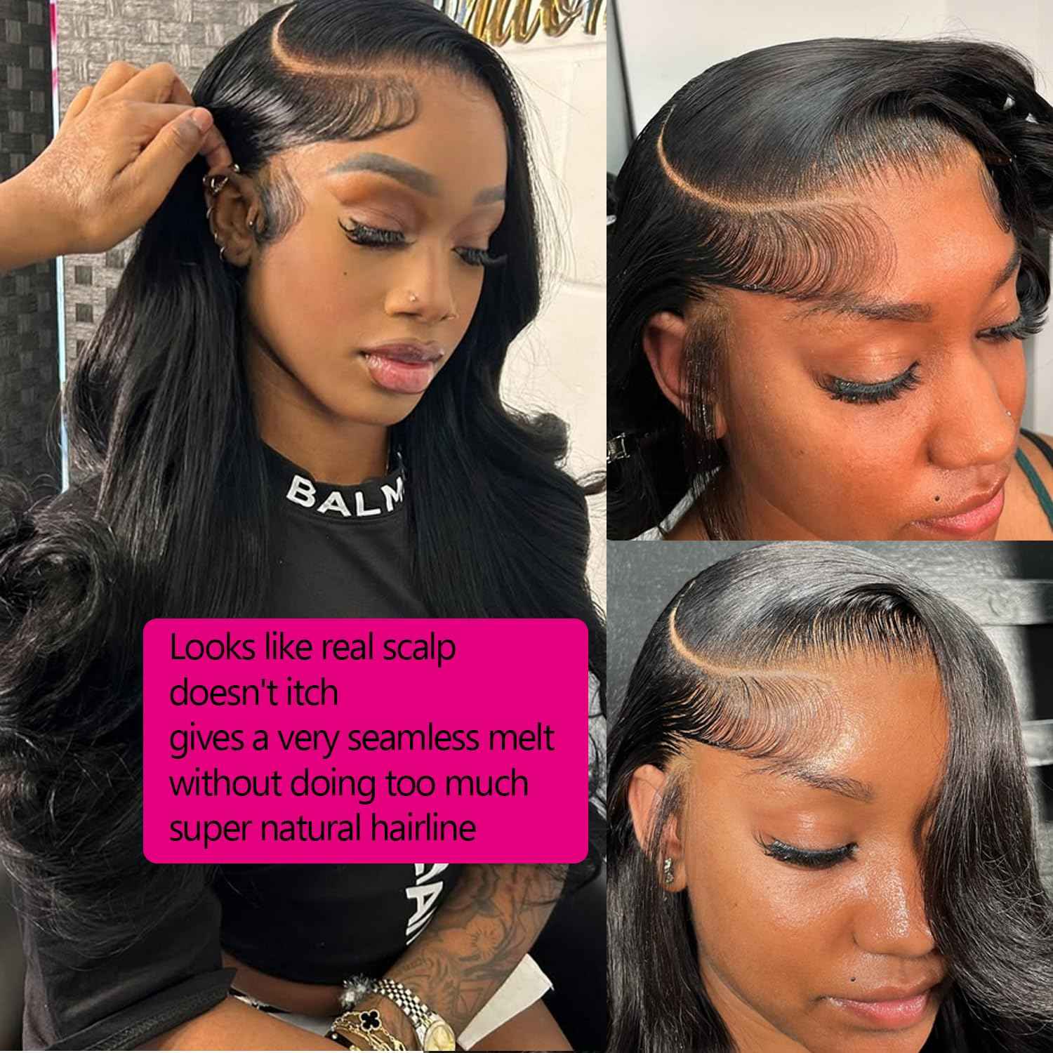 SIFULAN 13x4 Body Wave Lace Front Wig Human Hair 180% Density HD Transparent Lace Front Wig Pre Plucked Body Wave Frontal Wigs Human Hair for Black Women 16 inch Glueless Wig Natural Color