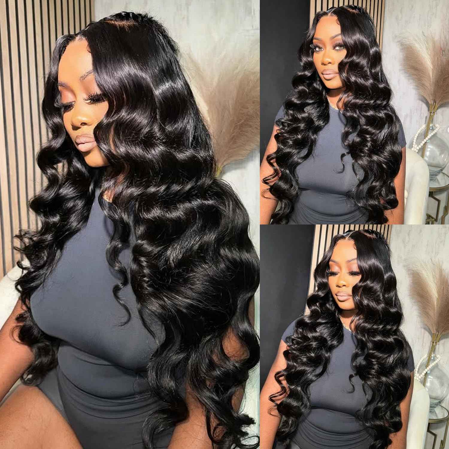 SIFULAN 13x4 Body Wave Lace Front Wig Human Hair 180% Density HD Transparent Lace Front Wig Pre Plucked Body Wave Frontal Wigs Human Hair for Black Women 16 inch Glueless Wig Natural Color