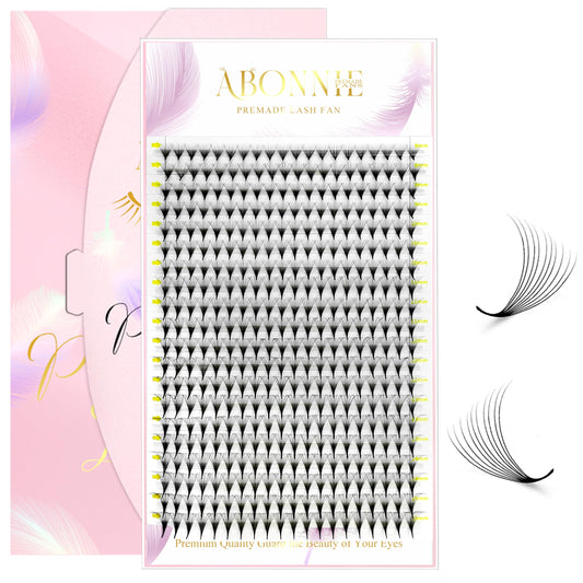 ABONNIE Premade Fans Eyelash Extensions, 400 Fans 10D 8-15mm Mix Promades Eyelash Fans,0.07 Thickness D Curl Premade Lash Fans, Handmade Premade Fans Volume Lash Extension(Pointy Base 10D 0.07-D 8-15)