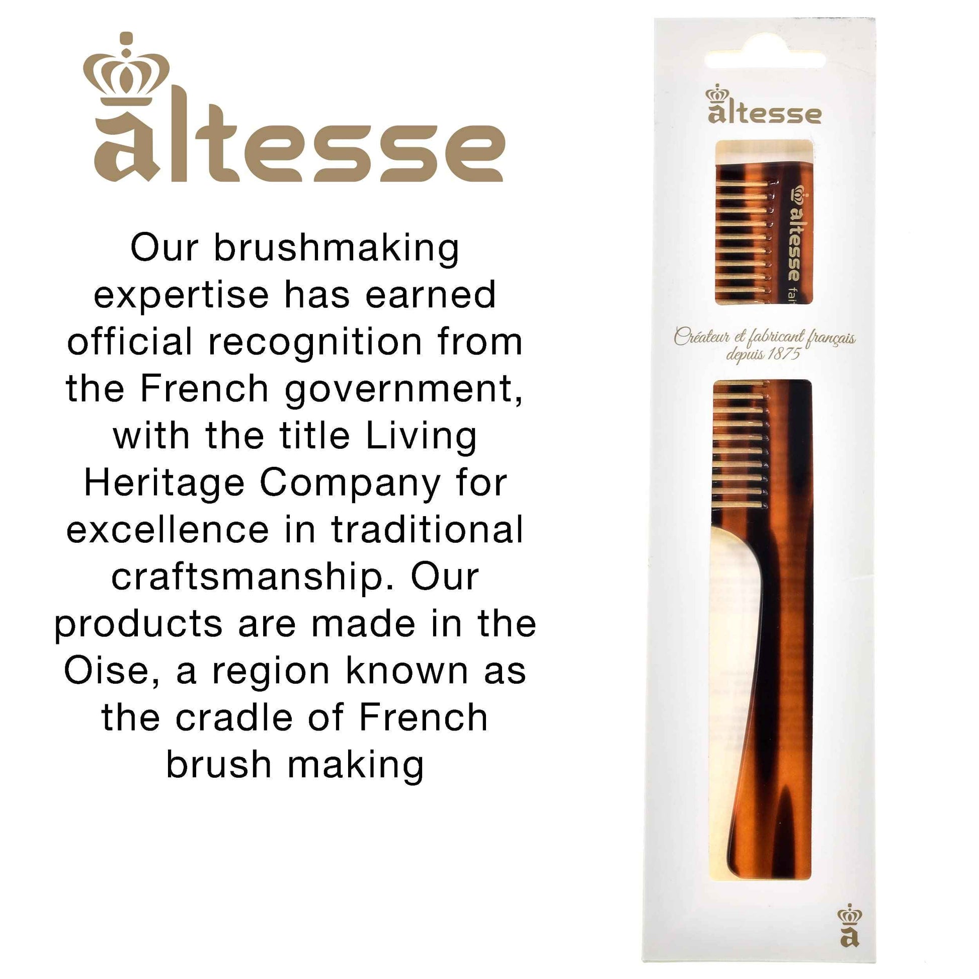 Altesse 11061 Wide Tooth Comb Detangler and Curl Defining Comb for Women, Hair Detangler Combs for Women with Comfortable Handle, All Wide Teeth Acetate Detangling Comb Handmade in France
