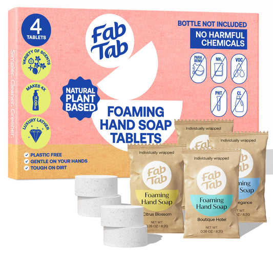 FABTAB Foaming Hand Soap Kit - Natural Hand Soap - Bathroom Hand Wash - Plant-Based - No Harsh Chemicals - Variety scents - 4 Pack. Makes 4 x 11.9 fl oz (Bottle Not Included)