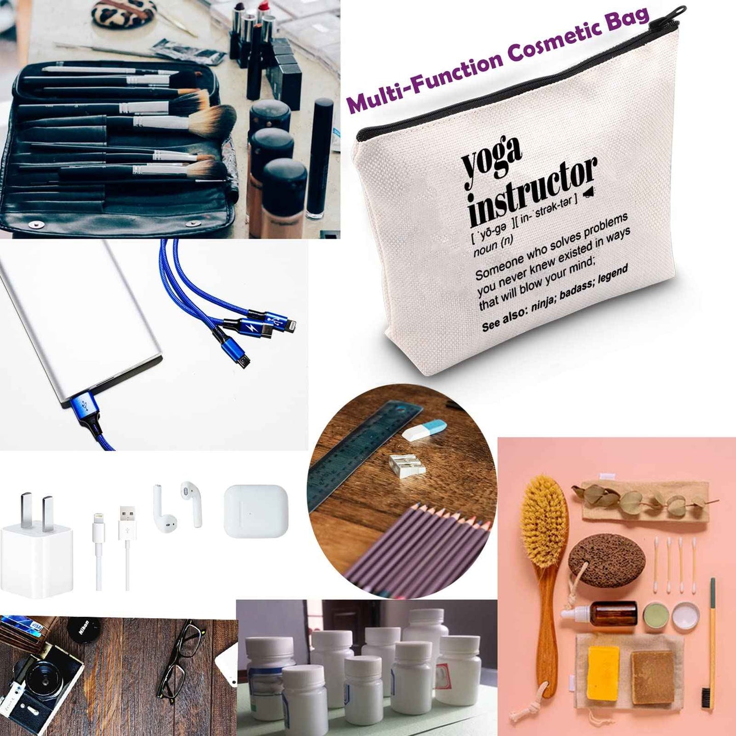 TSOTMO Yoga Instructor Zipper Pouch Makeup Bag - Yoga Teacher Appreciation Gift