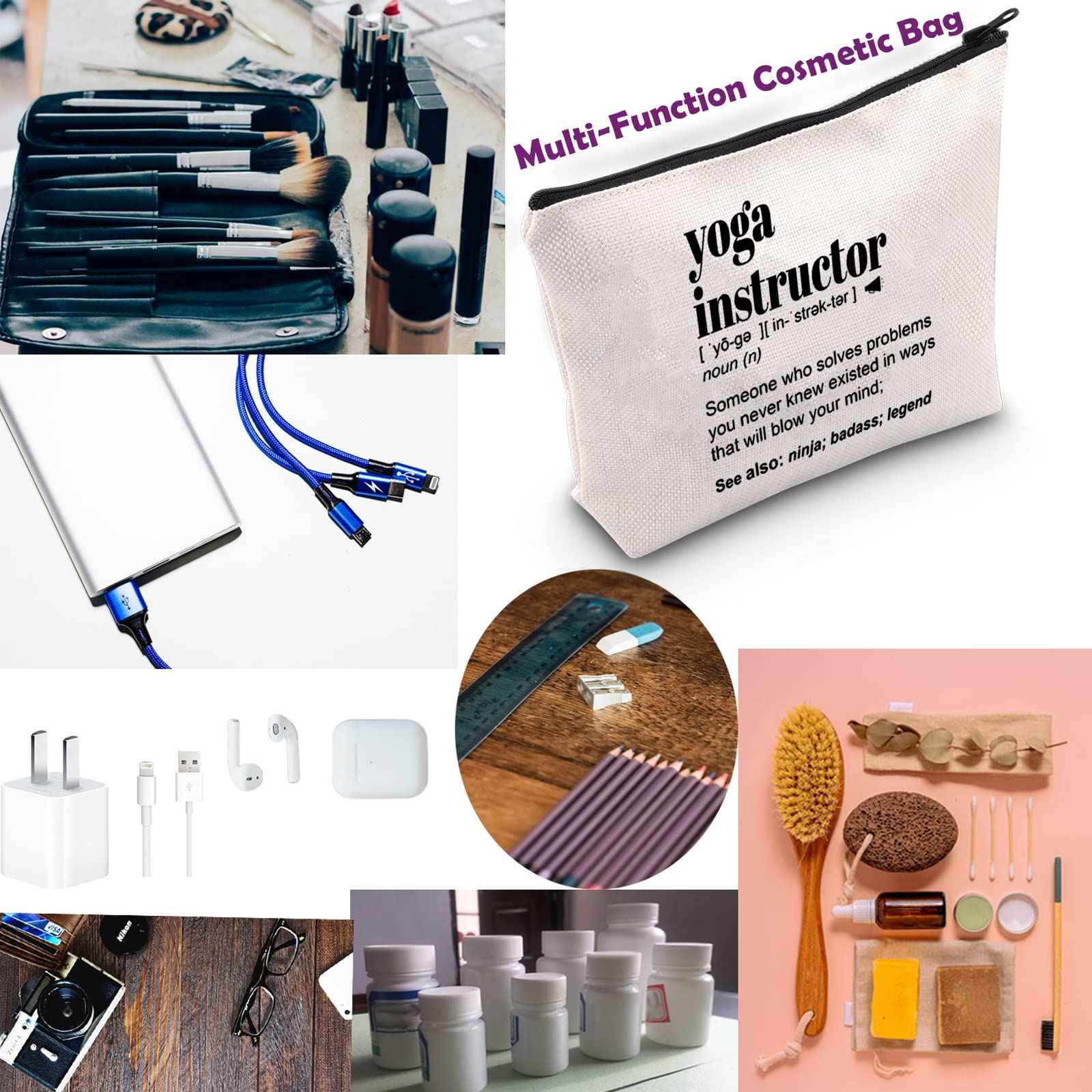 TSOTMO Yoga Instructor Zipper Pouch Makeup Bag - Yoga Teacher Appreciation Gift