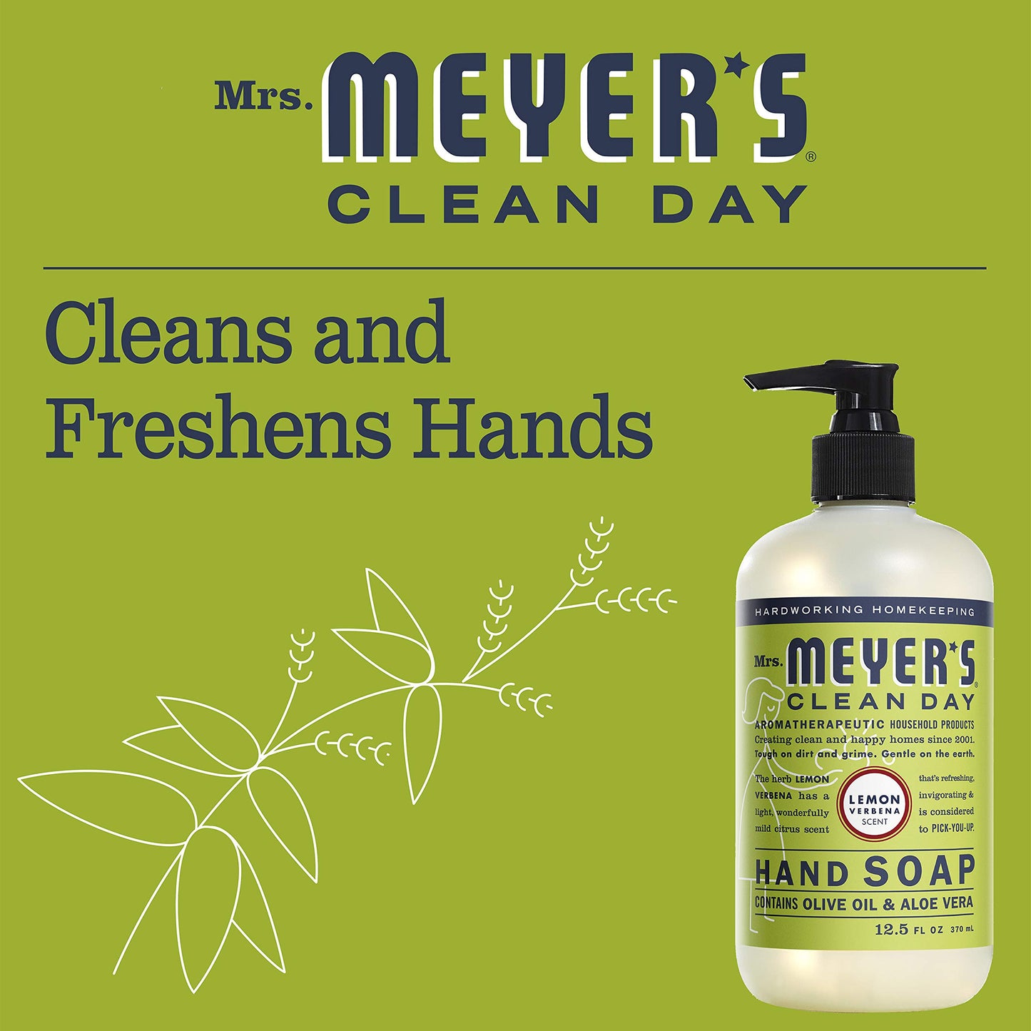 Mrs. Meyer's Liquid Hand Soap Lemon Verbena, 12.5 Fl Oz (Pack of 6)