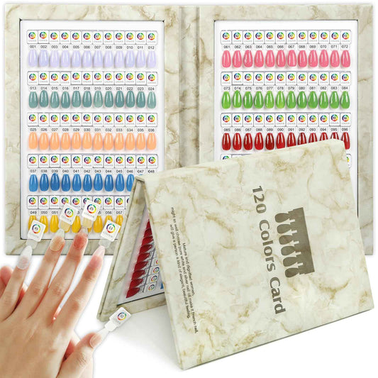 C12rtive 120 Magnetic Nail Color Book,Leather Magnetic Color Display Book with 120 Magnetic Tips & 1-120 Number Labels,Perfect for Nail Polish Nails Art Design(Grey)