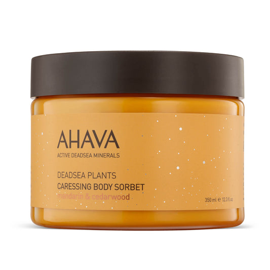 AHAVA Dead Sea Plants Caressing Body Sorbet, Mandarin & Cedarwood - Hydrate & Refreshes Skin, Enhances Suppleness, Envelops in Energizing Sensation, with Osmoter, Bisabolol, Vitamin B5 & E, 11.8 Fl.Oz