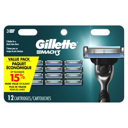 Gillette Mach 3 Razor Refils 12 pack