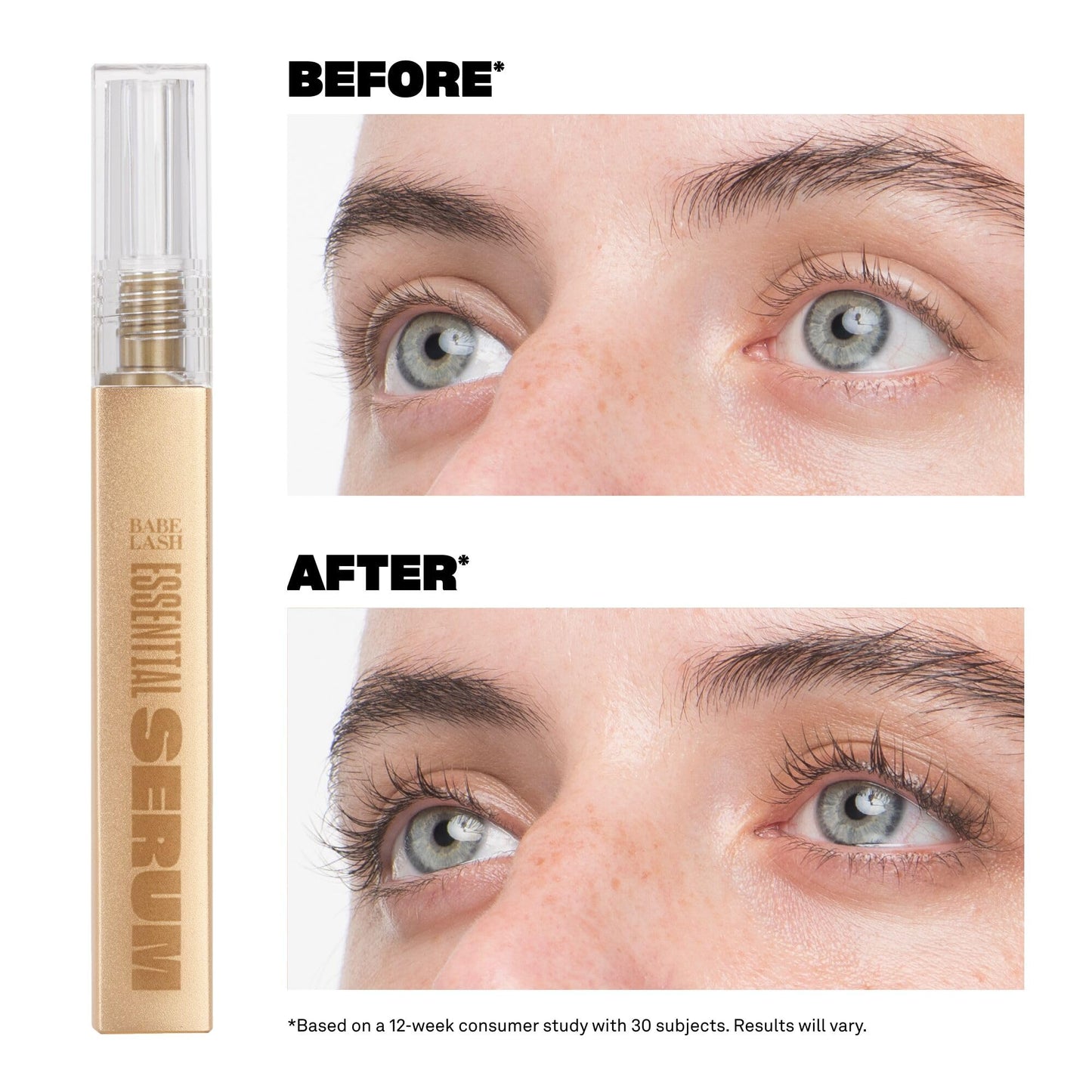 BABE ORIGINAL Lash Serum - Fuller & Longer Looking Eyelashes, Lash Enhancing Serum, for Natural Lashes and Lash Extensions, 2mL, 3-month Supply