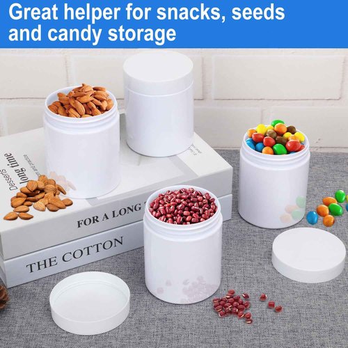 30 Packs 8.8oz (250 ml) Plastic White Jars with Lids, Cosmetic Containers jars with Wide-Mouth for slime, beads, rhinestones, sequins Cosmetics, Lotion, Cream, Ointments and More by KUKLIPJIM.