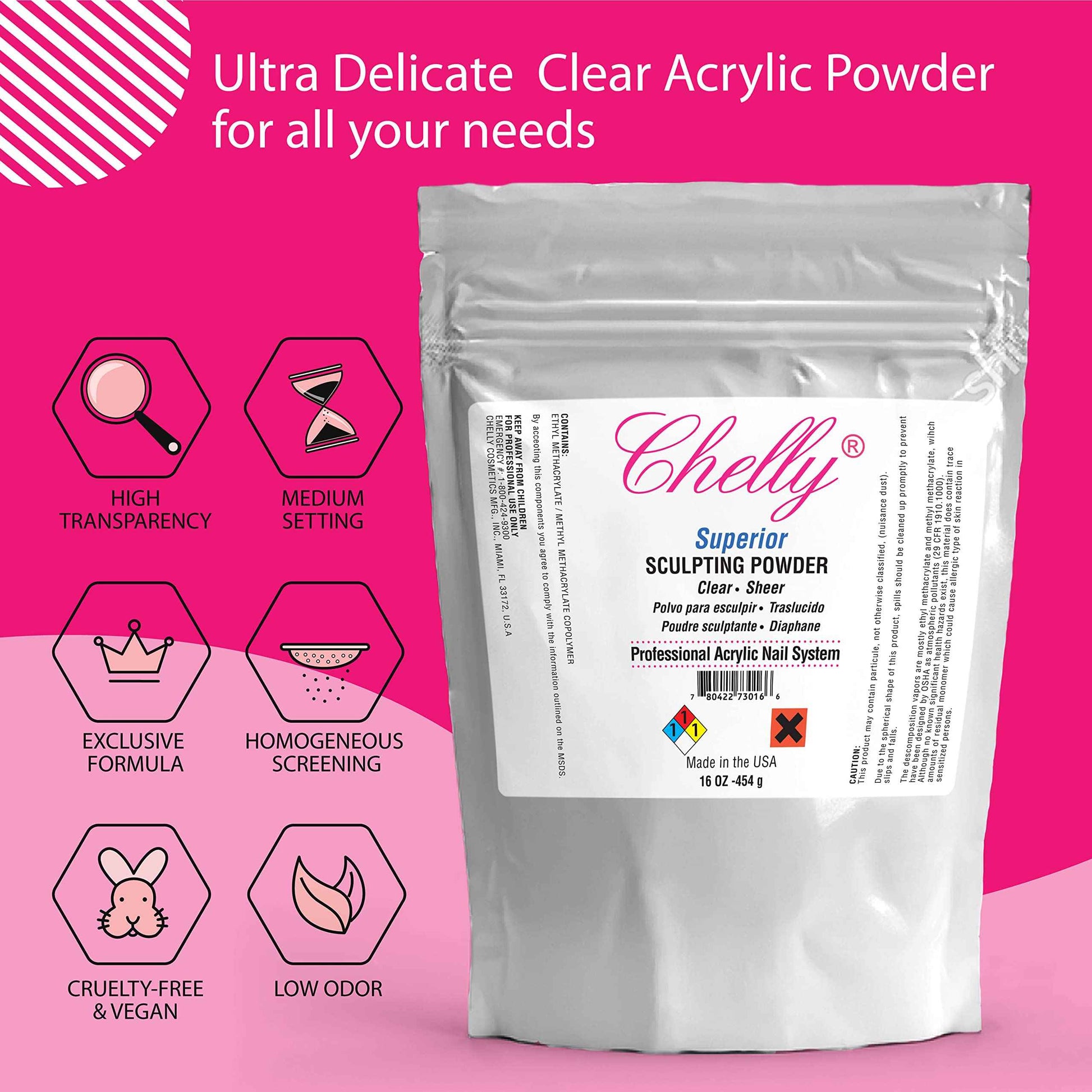 YSSER Chelly Superior Sculpting Powder Clear Blush Pink Medium Pink 16 oz