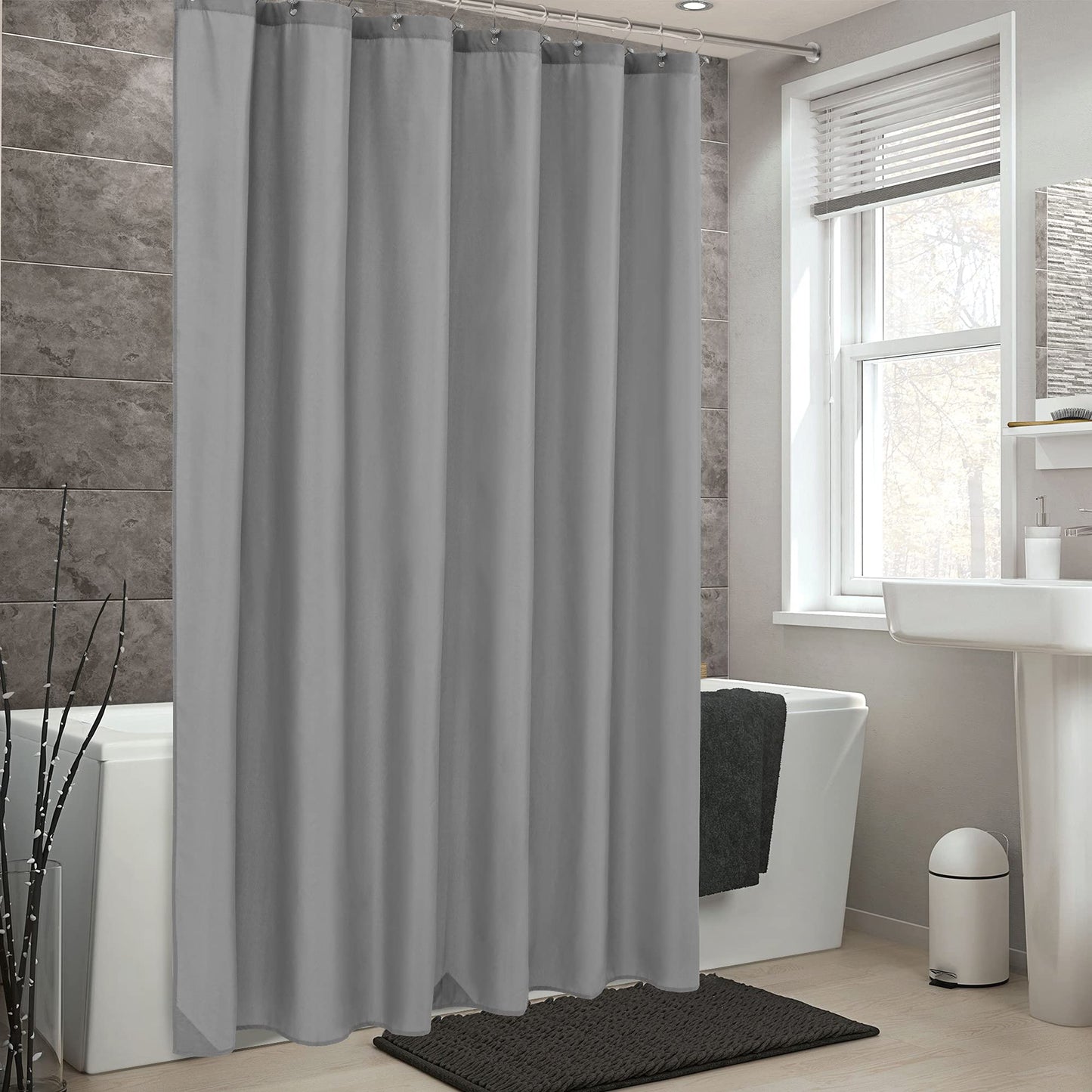 ALYVIA SPRING Waterproof Fabric Shower Curtain Liner - Soft & Light-Weight Cloth Shower Liner with Magnets, Hotel Quality & Machine Washable - Standard Size 72x72, Gray