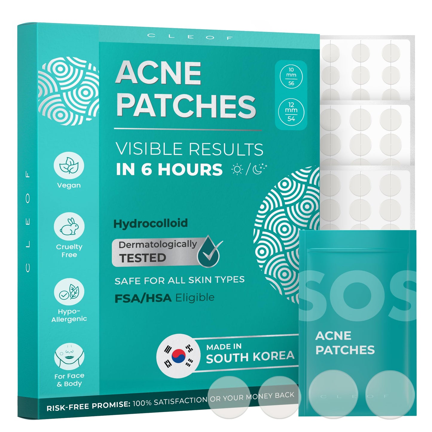 Hydrocolloid Pimple Patches (Made in Korea) FSA/HSA Eligible, Vegan, Hypoallergenic, Cruelty-Free | Acne Stickers, Overnight Treatment - for Zits, Spots, Pimples, Whiteheads (220 Count, Mixed Sizes)