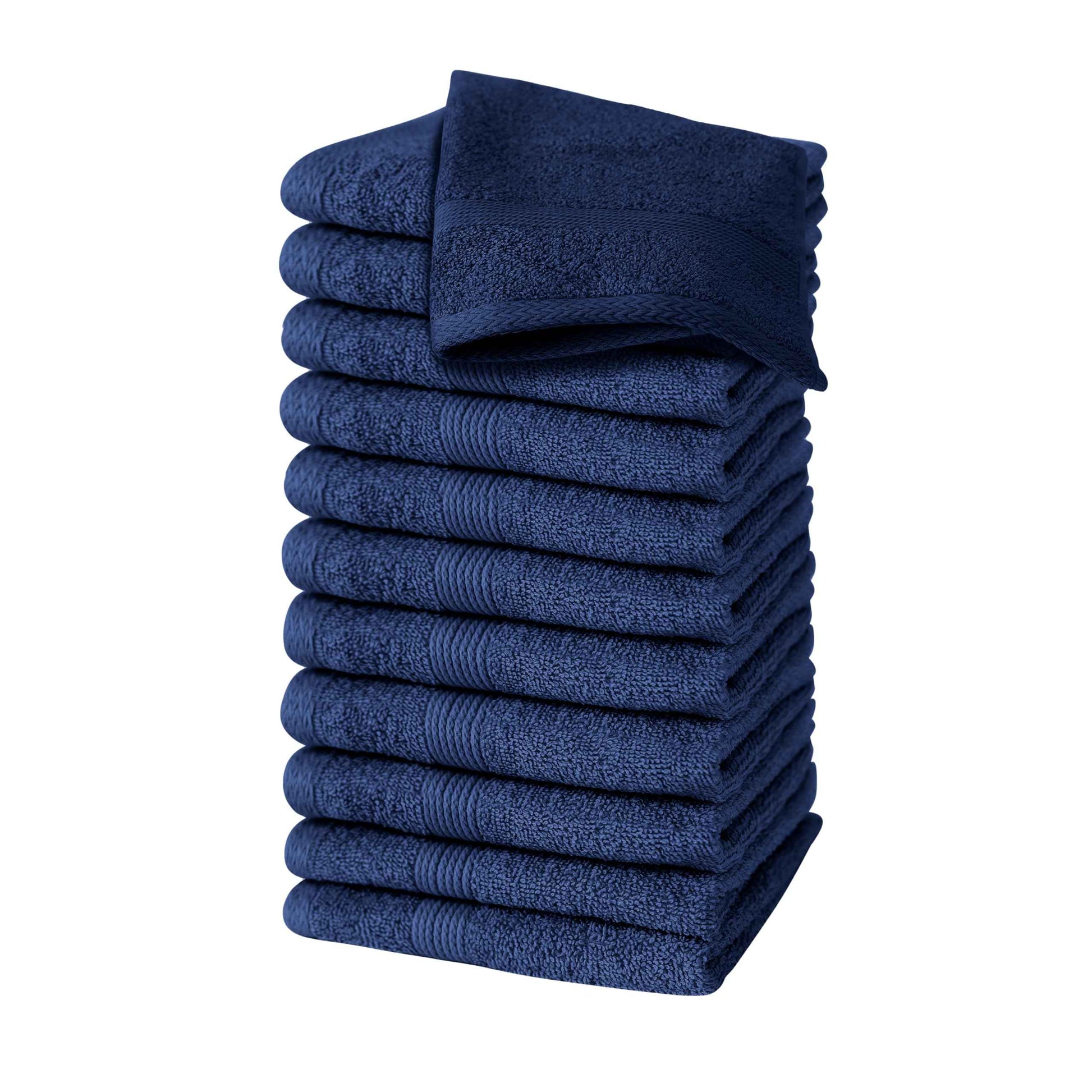 Organix Luxury Washcloth Set for Bathroon, Premium Cotton 12 Pack Face Cloth Set 13x13 Inch, Lightweight Highly Absorbent and Soft Feel Touch, Ideal for a Hotel & Spa Quality Experience (Navy)