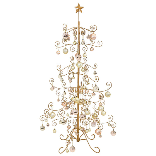 Sunnydaze Noelle 60" H Christmas Tree Ornament Display - Features Hooks for Ornaments and Small Craft Items - Gold