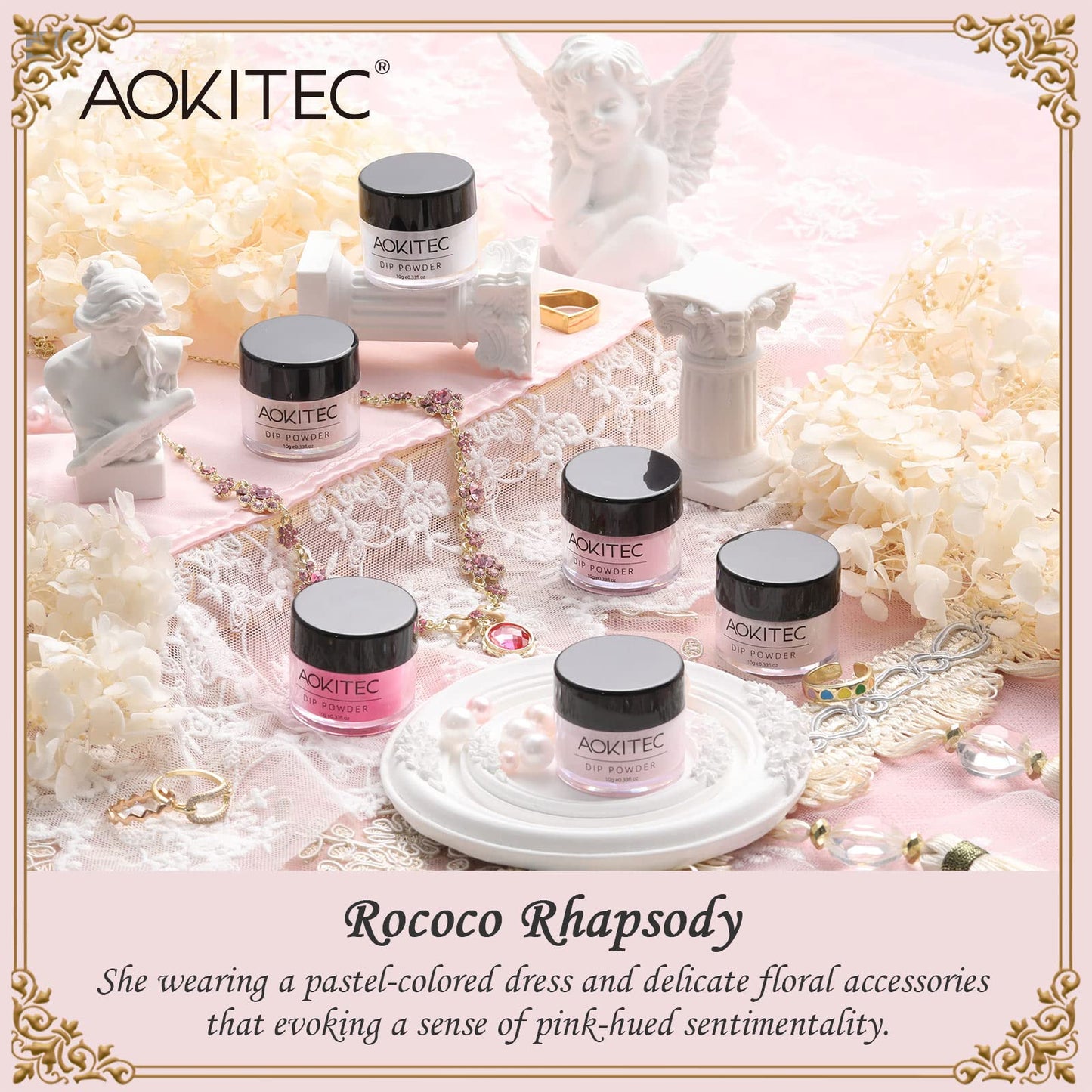 Aokitec 8 Colors Dip Powder Nail Set, Milk white Pink Brown sheer Collection Glitter Pastel Dipping Powder Starter Kit French Nail Art Manicure DIY Salon Home Gifts for Women, No Need Nail Lamp Cured