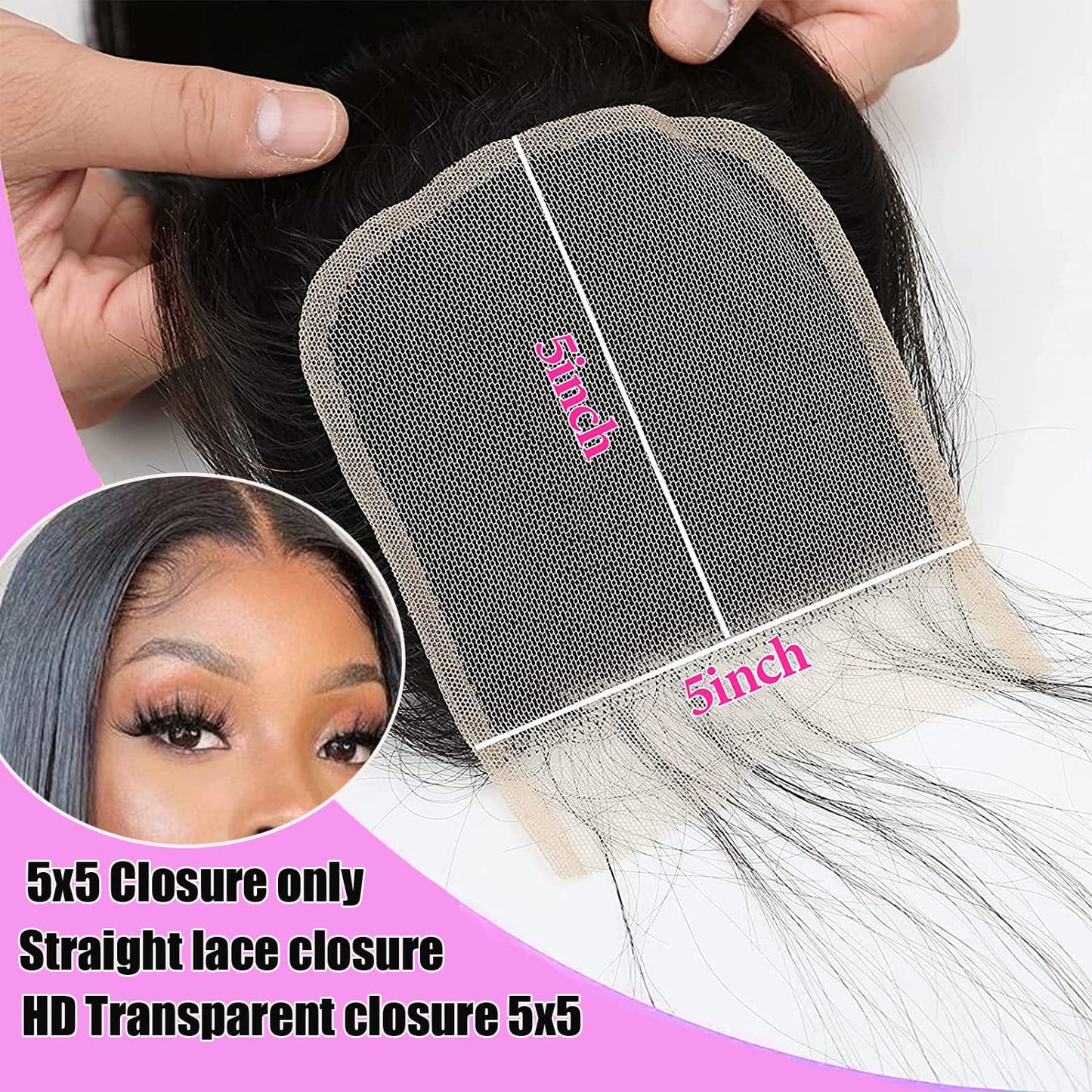 Liangya Hair 5x5 Closure Hd Lace Closure Straight Closure Human Hair 12A Real Transparent Lace Closure Virgin Remy Human Hair Frontal Closure Pre Plucked With Baby Hair Natural Black Color(12inch)