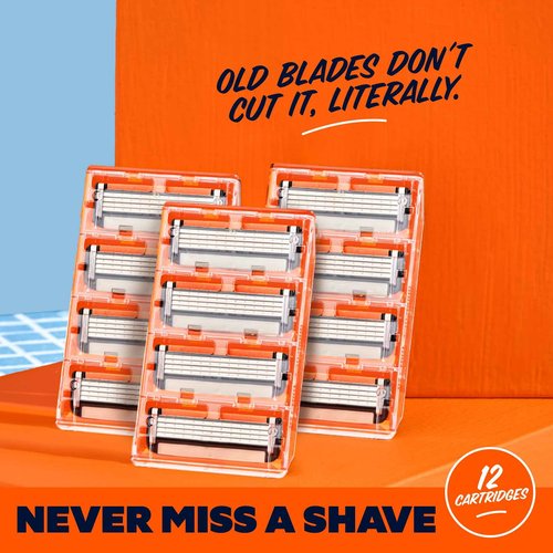 Dollar Shave Club | 4 Blade Razor Refills (12 Pack) | Swift Rinse Blades for Longer and Thicker Hair