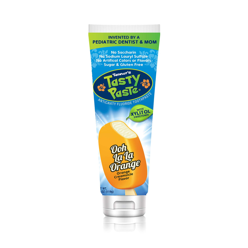 Tanner's Tasty Paste Ooh La La Orange - Anticavity Fluoride Children’s Toothpaste/Great Tasting, Safe, and Effective Vanilla Flavored Toothpaste for Kids (4.2 oz.)
