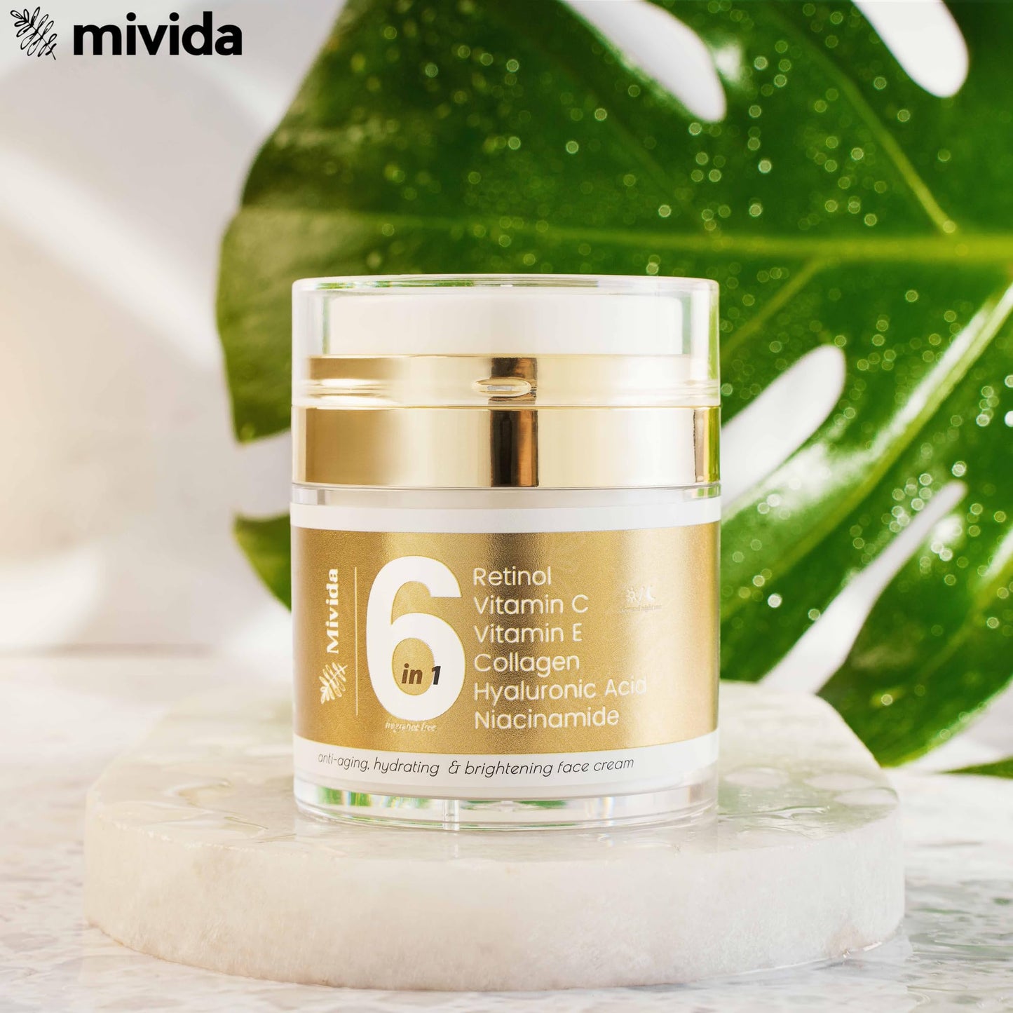 mivida Bundle All In One Retinol Cream for Face & Neck, Anti-Wrinkle Collagen Cream Hydra-Gel Eye Patches With Collagen & Aloe Vera - 60PCS