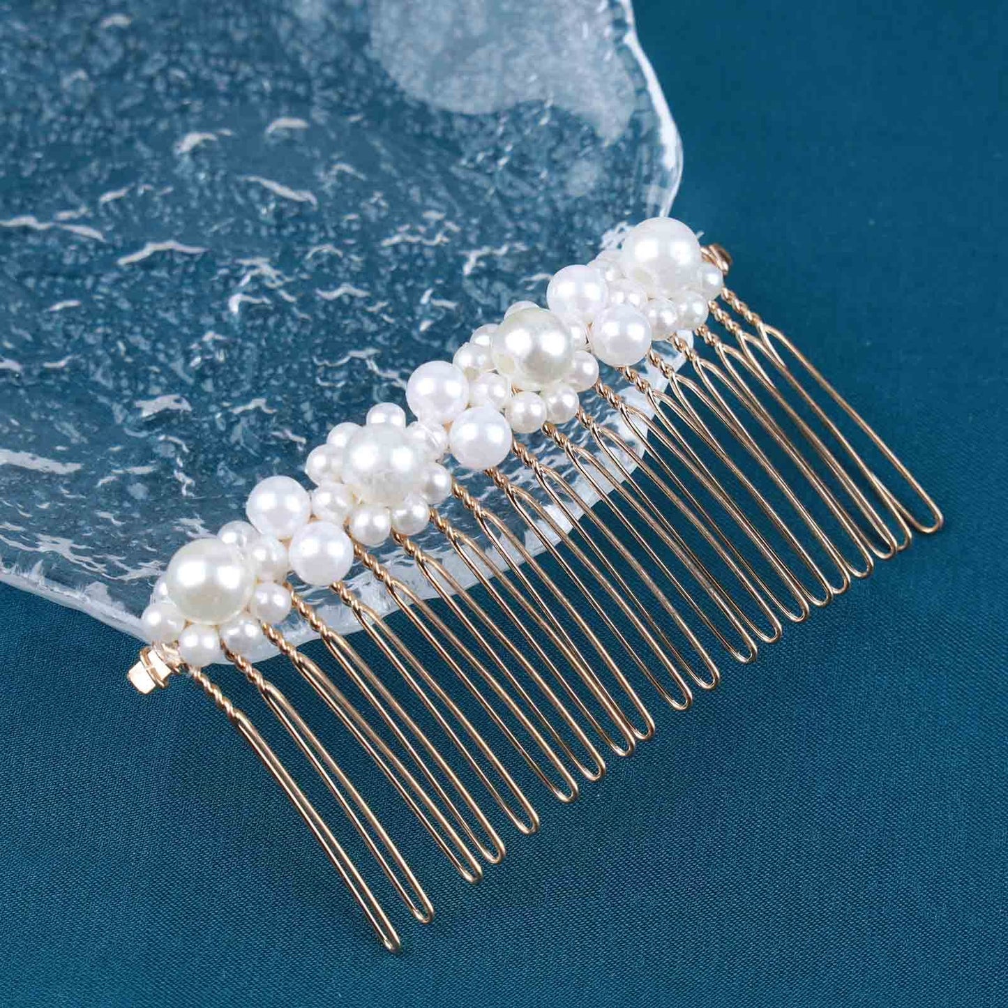 Allereyae Pearl Hair Comb Barrette Pearl Hair Barrette Comb Faux Pearl Wedding Headpieces French Pearl Head Comb Clip Decorative Headwear Bride Hair Accessories for Women (Style D)