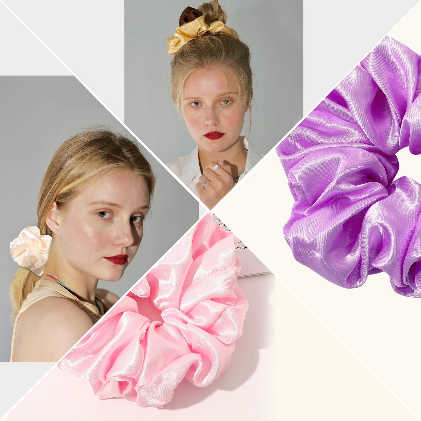 Scrunchies Hair Ties for Women - Big Silk Satin Scrunchie Exra Large Jumbo Gaint Oversized Cute Chiffon Scrunchy for Curl Thick Hair Ligas Para el Cabello De Mujer Hair Accessories Gift for Girls