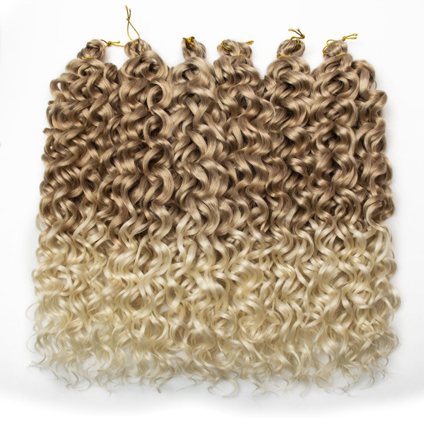 Ocean Wave Crochet Hair Blonde Deep Wave Curly Crochet Hair For Women 24inch Hawaii Curly Braiding Hair Synthetic Bohemian Crochet Braid Water Wave Crochet hair Extensions (6Packs, 27/613)