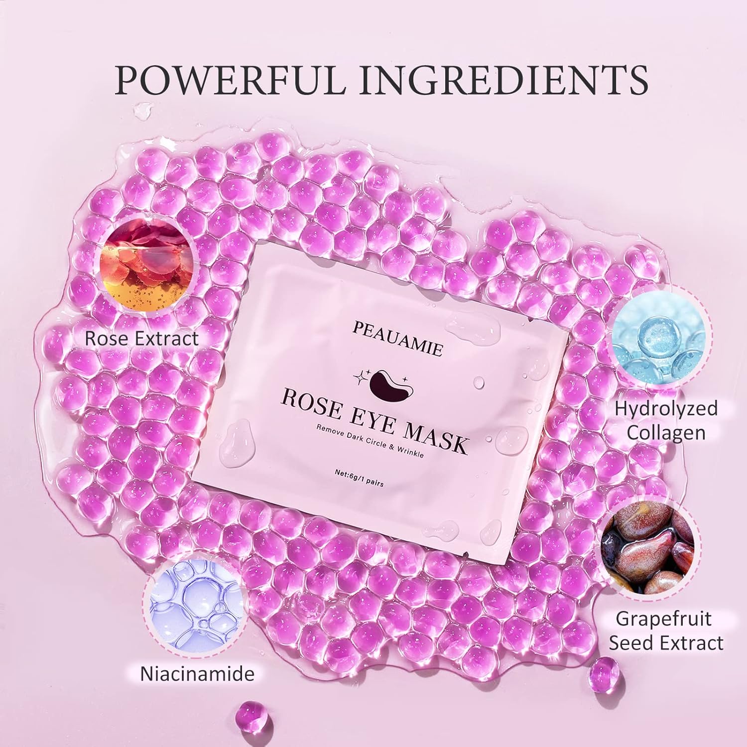 Under Eye Patches Gold and Hyaluronic Acid for puffy eyes,Rose Eye Masks for Dark Circles and Puffiness skin care Smooth Wrinkles products 30 Pairs