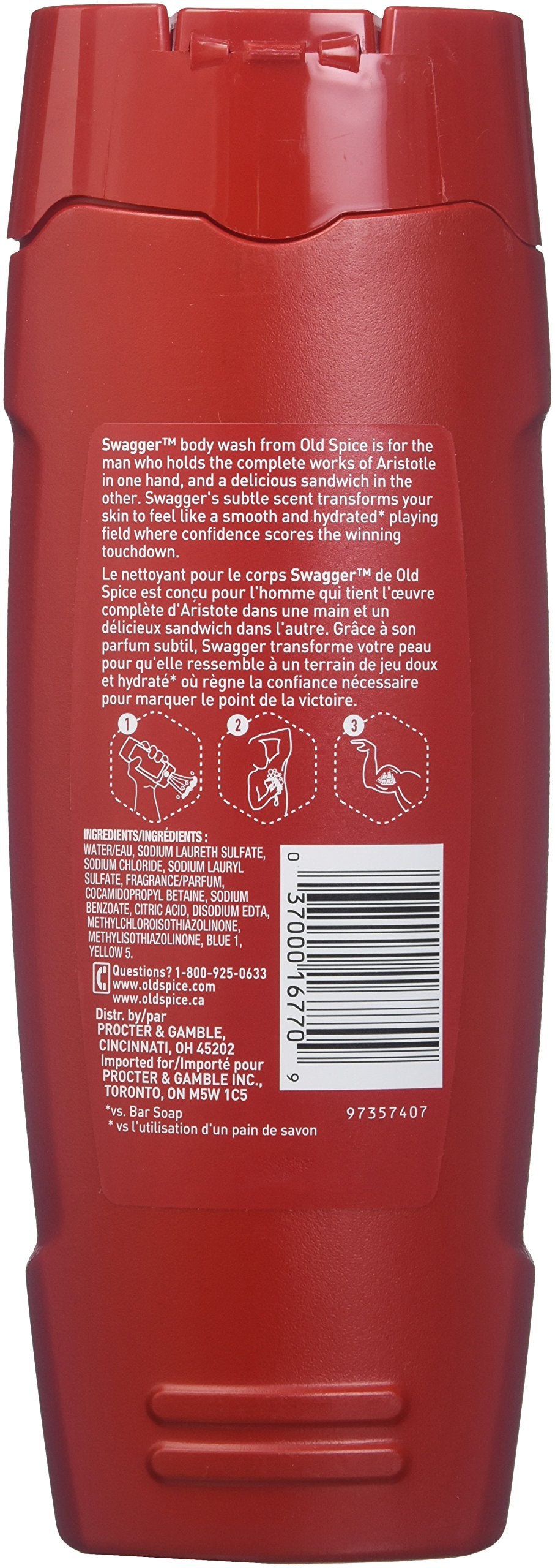 Old Spice Body Wash Red Zone, Swagger, 16-Ounce Bottle, 6 Count (Pack of 6)