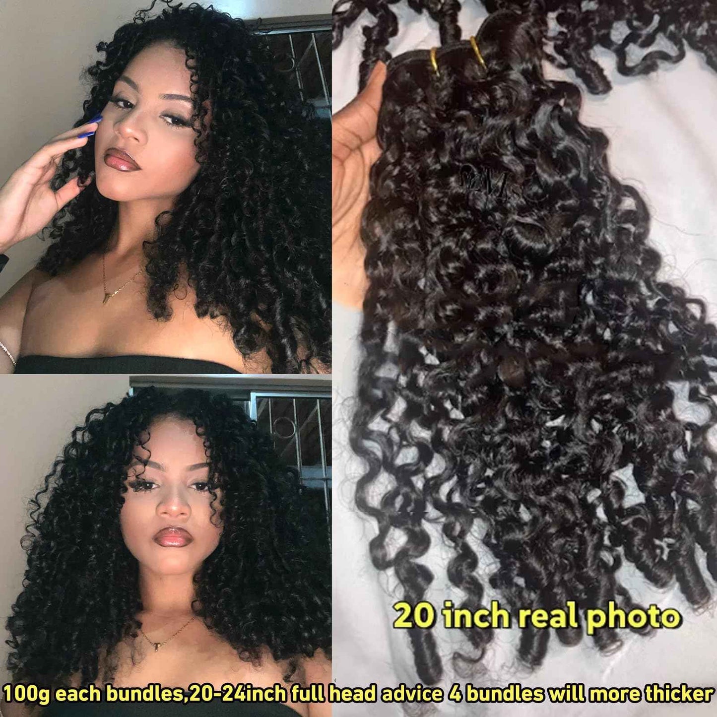 YMS 3C4A Burmese Curly Human Hair Bundles 12 Inch One Curly Bundle Unprocessed Burmese Raw Hair Extension Real Human Hair 16A Natural Color Spiral Curly End Human Hair Weft Extensions