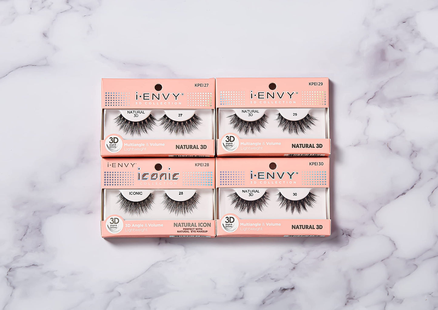 iEnvy Natural Eyelashes Lightweight False Lashes Multiangle and Volume 3D Natural Strip Lashes (2 Pack)