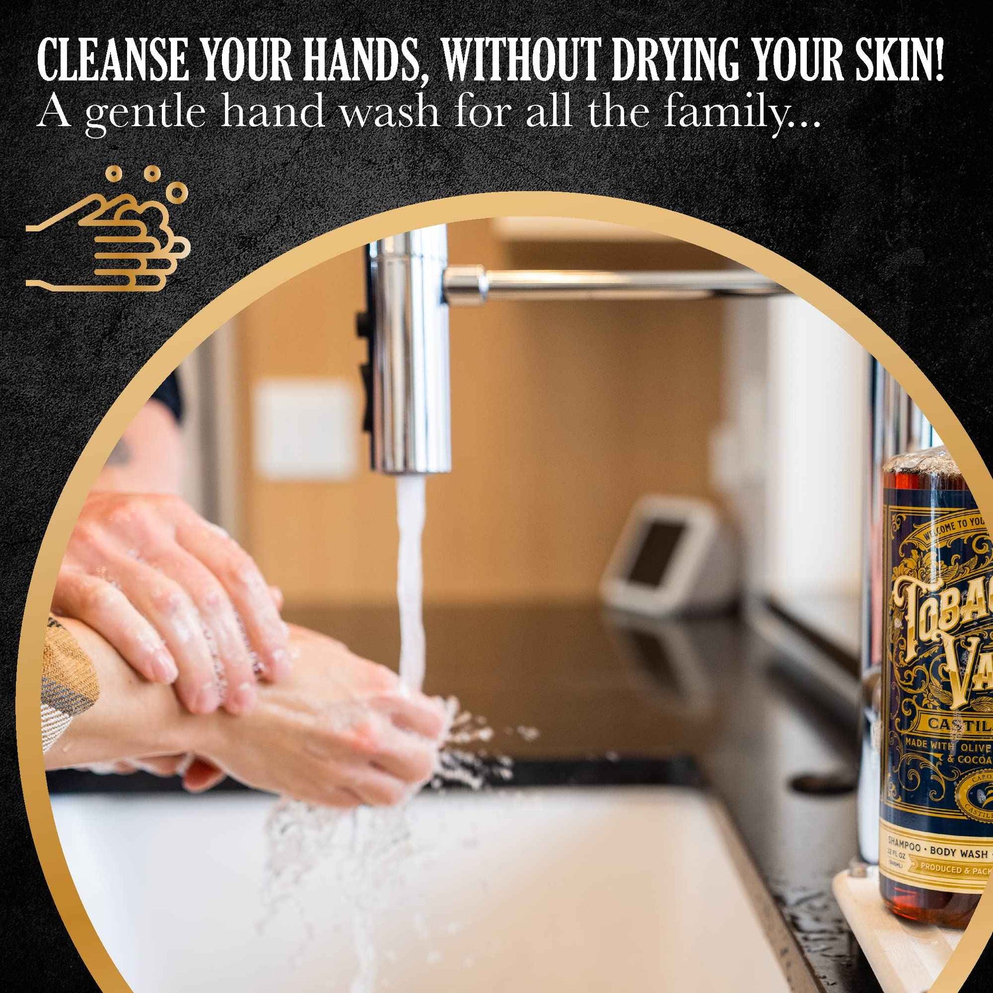 Castile Liquid Body Wash for Sensitive Skin – Natural Shampoo for Men with Olive Oil, Cocoa Butter & Coconut Oil – Tobacco Vanilla by Carolina Castile (Tobacco Vanilla, 32 Fl Oz)