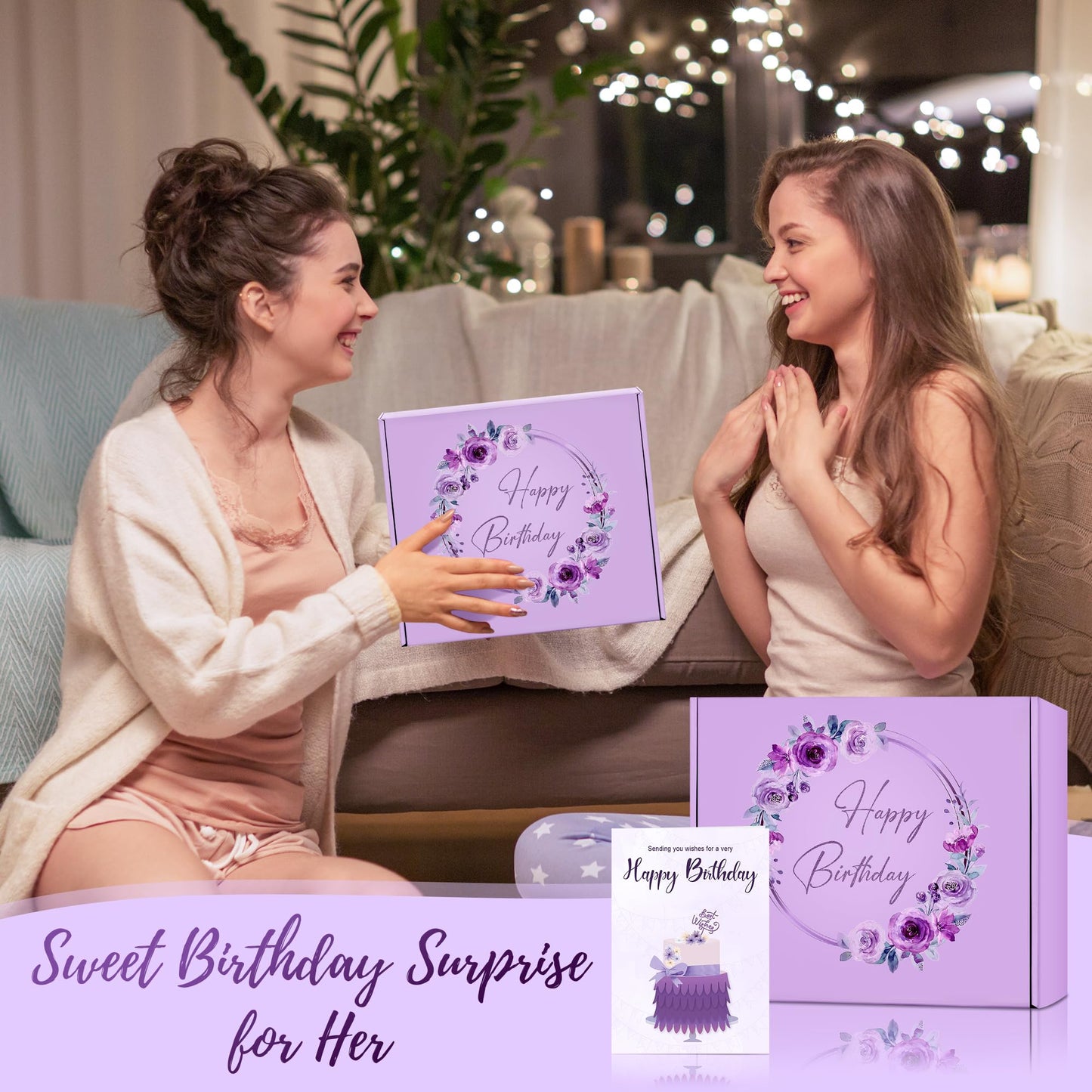 Purple Birthday Gifts for Women Happy Birthday Box for Woman Birthday Gifts Ideas Birthday Presents for Women Unique Birthday Gift Set Birthday Gift Basket for Her Mom Sister Wife Best Friend Female