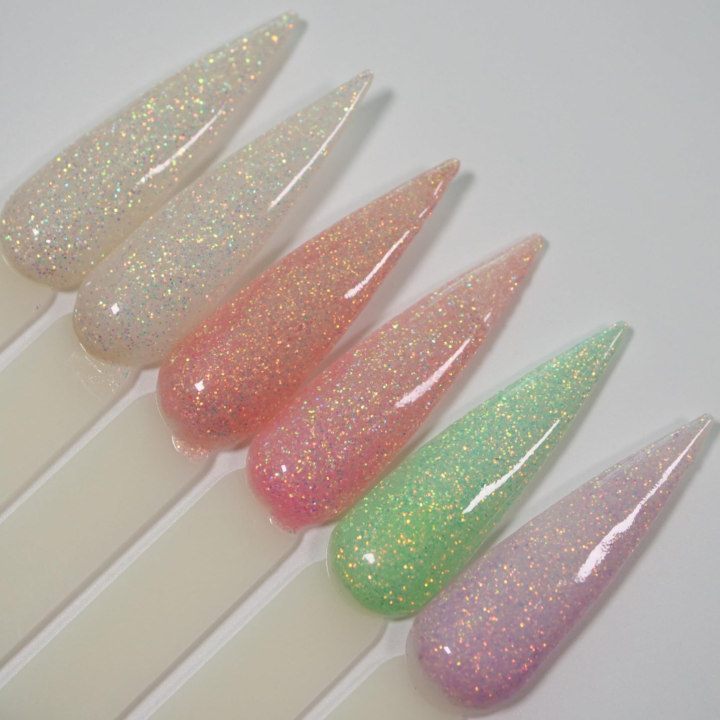 Glow in The Dark Glitter Nail Acrylic Powder 6 Colors Set for Pink White French Nail Art Design