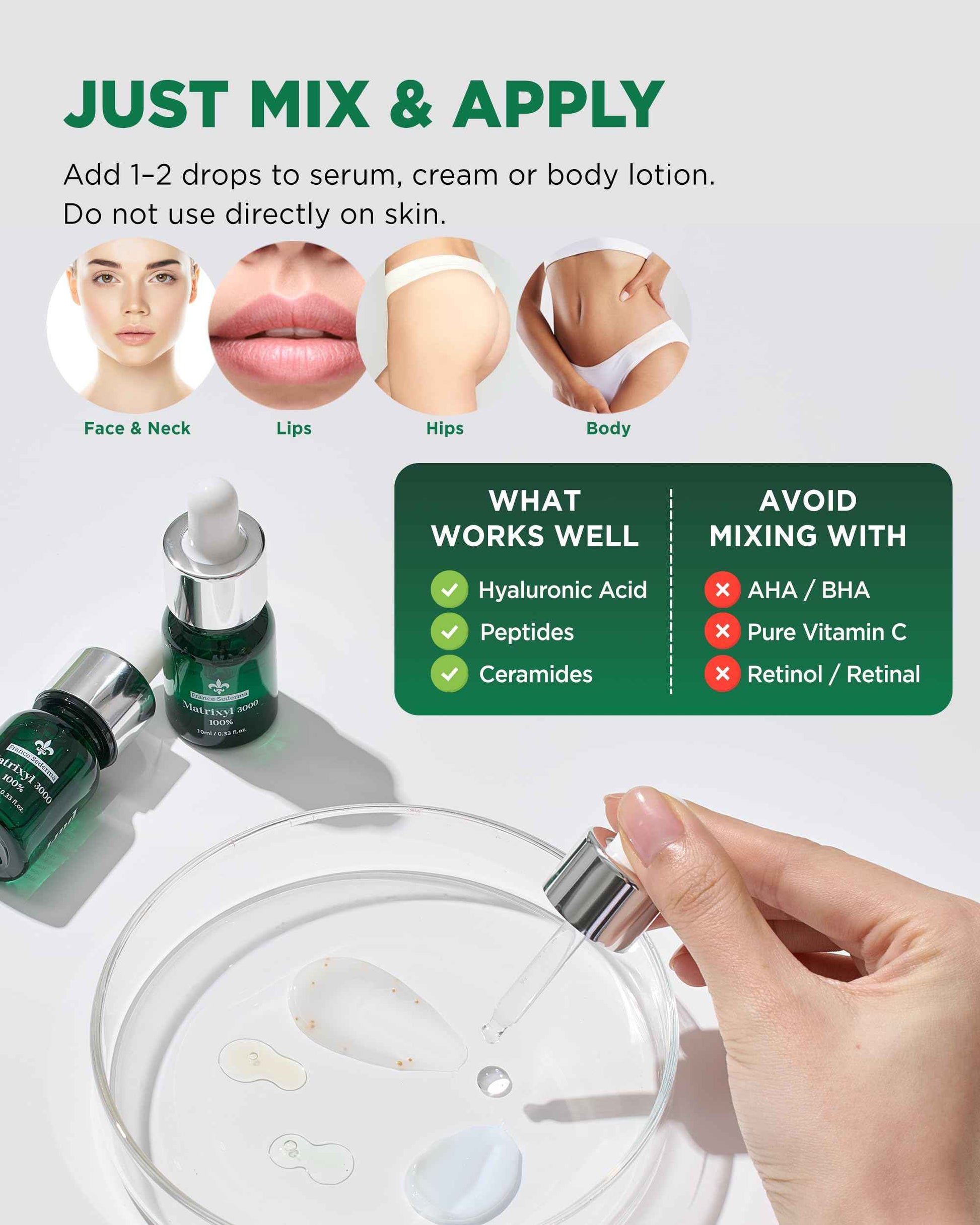 Matrixyl 3000 100% Serum Skincare – Pure Peptide Complex Anti-Aging Facial Ampoule from France Sederma, Collagen Boosting Wrinkle Treatment, Perfect for Layering & DIY, 0.33 fl.oz (10ml) 2 Pack