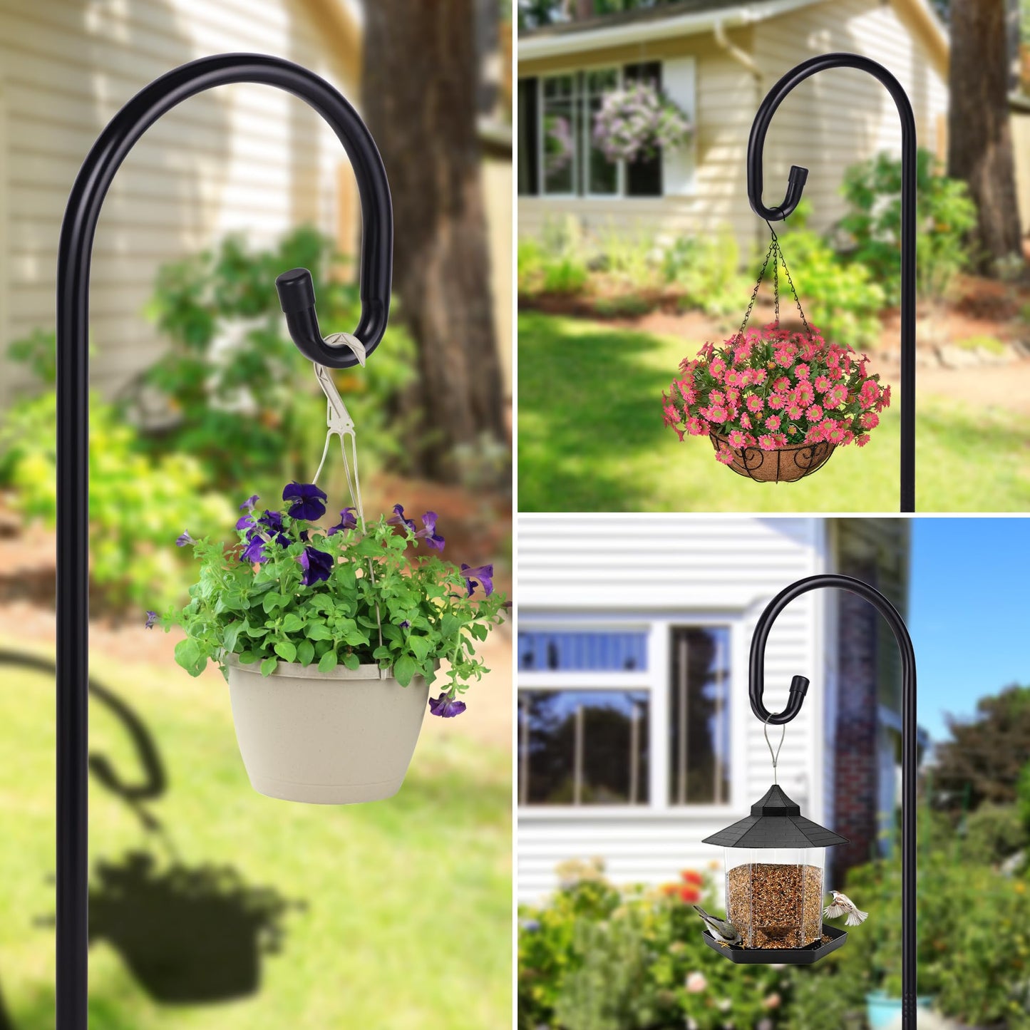 Shepherd-Hooks Adjustable for Bird-Feeder Lantern Plant-Hook Garden-Stake - Plant Stand Hanger for Outdoor Flower Basket, Bird Feeder Hanger Weddings Décor