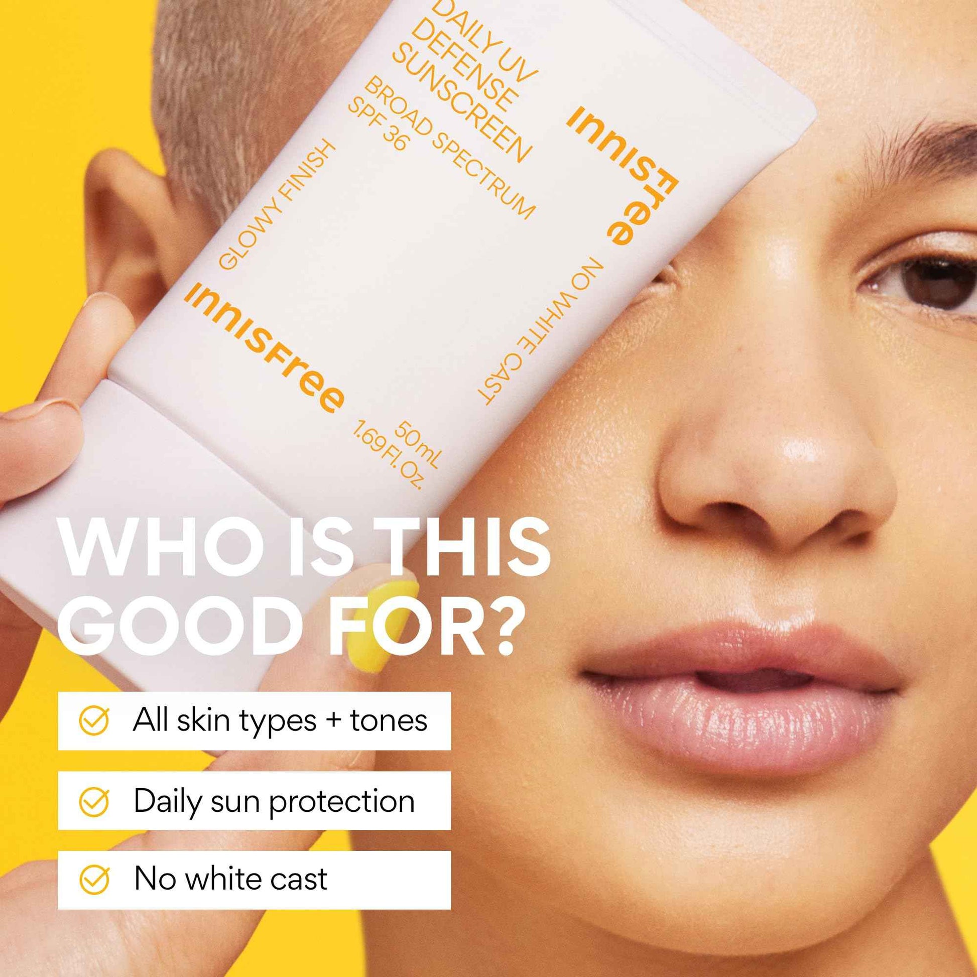 Innisfree Daily UV Defense SPF 36 Jumbo – Korean Face Sunscreen, Invisible Finish, Broad Spectrum, No White Cast, Lightweight, Hydrating