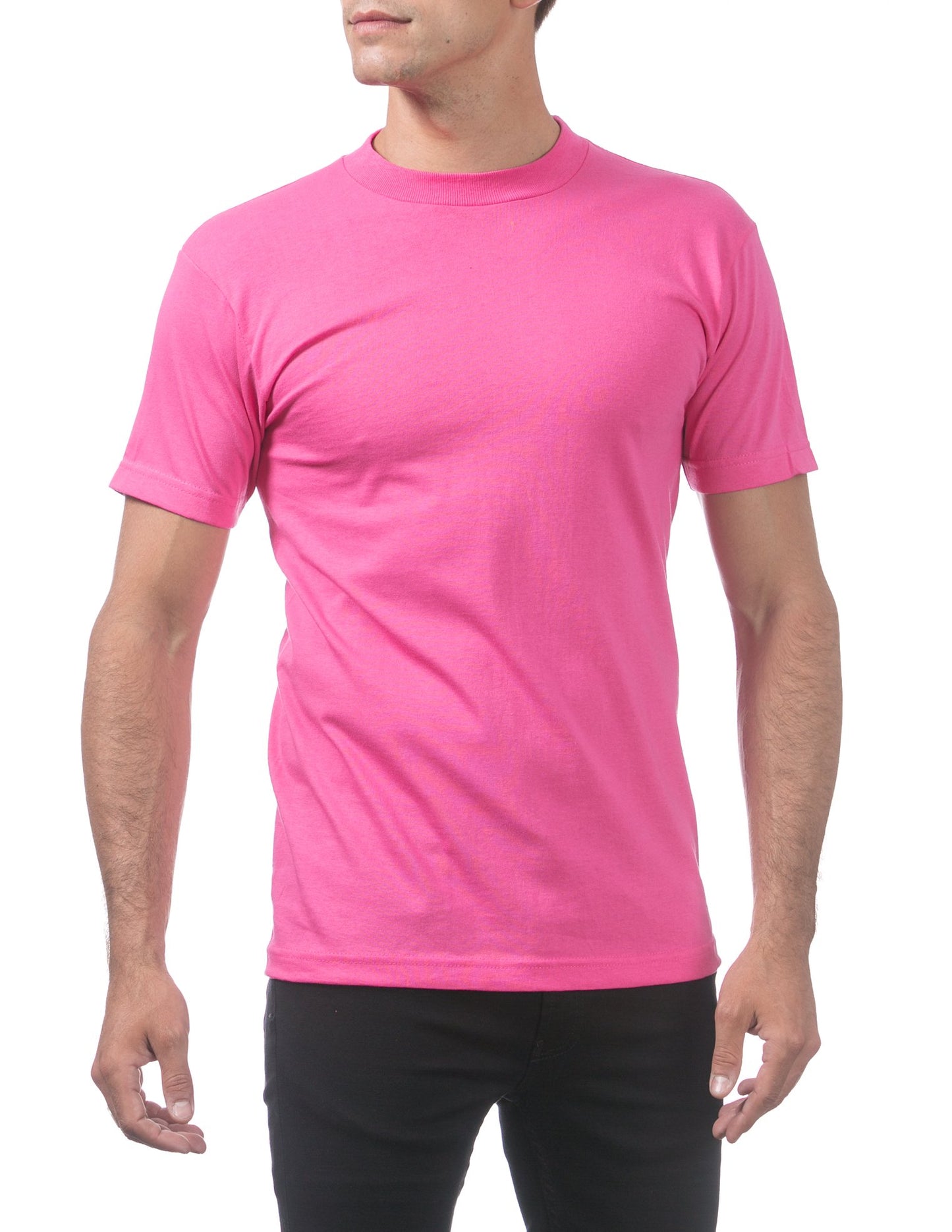 Pro Club Men's Comfort Cotton Short Sleeve T-Shirt, Hot Pink, X-Large