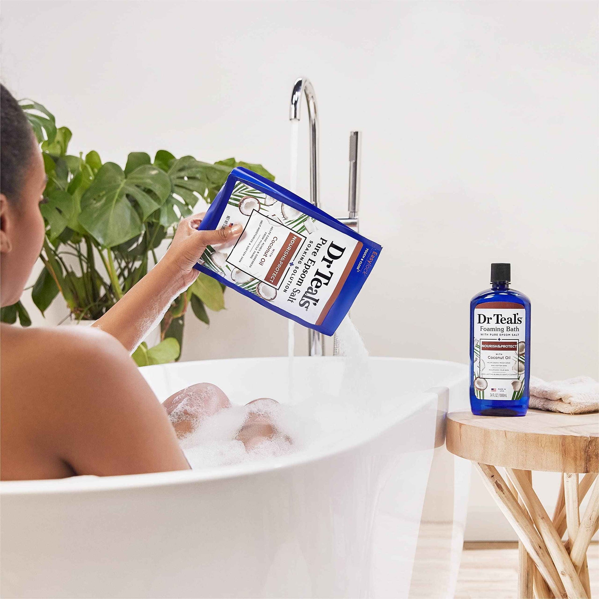 Dr Teal's Epsom Salt Magnesium Soak, Nourish & Protect with Coconut Oil, 3 lbs (Pack of 4)