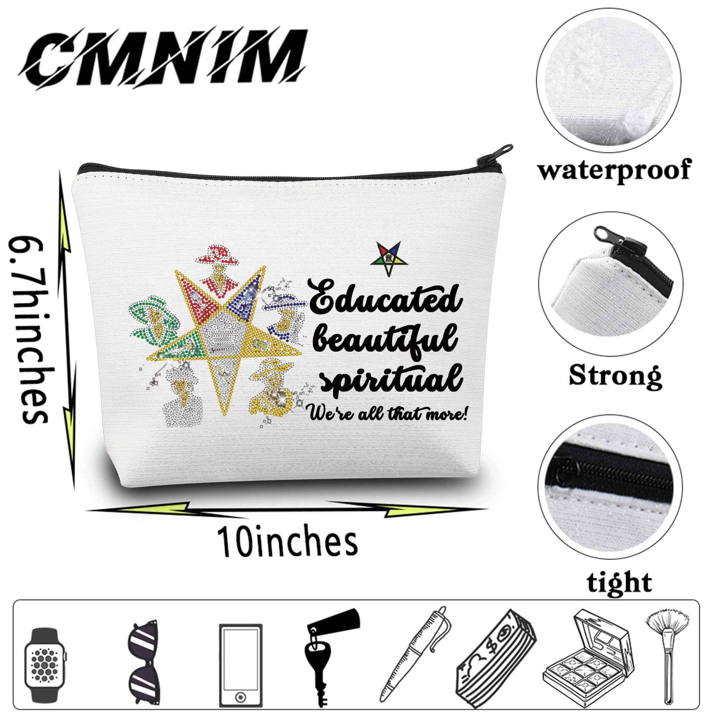 CMNIM Order Of The Eastern Star Gift Eastern Star Cosmetic Bag Educated Beautiful Spiritual Sister Sorority Gift for Diva