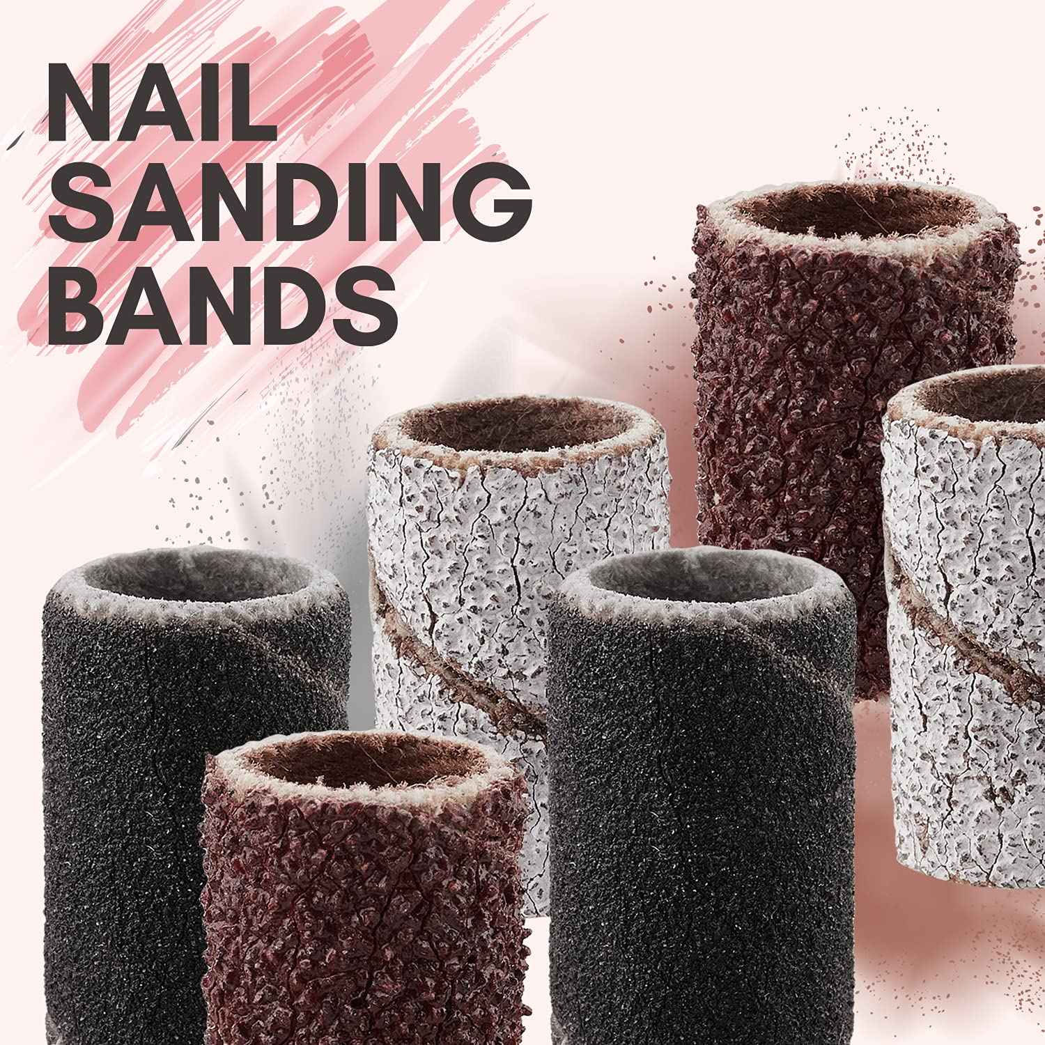 Makartt Gel Nail Polish Kit, Nail Drill Bits Sanding Bands for Nail Drill, Black White Nail Polish Gel Set Soak Off Nail Gel Polish LED Required #80#150#240 Grits 300Pcs Nail File Sanding Bands Zebra