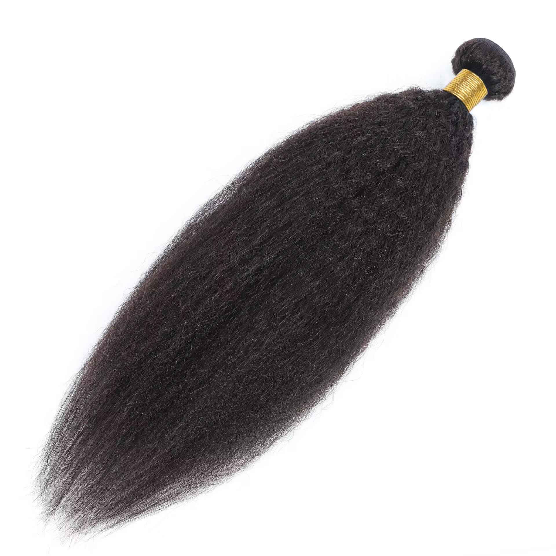 Huarisi 18 Inch Yaki Straight Weaves Human Hair 1 Bundle Brazilian Kinky Straight Hair Bundles for Black Women 10a Unprocessed Virgin Hair Weft Real Hair Extensions Sew In Weaving