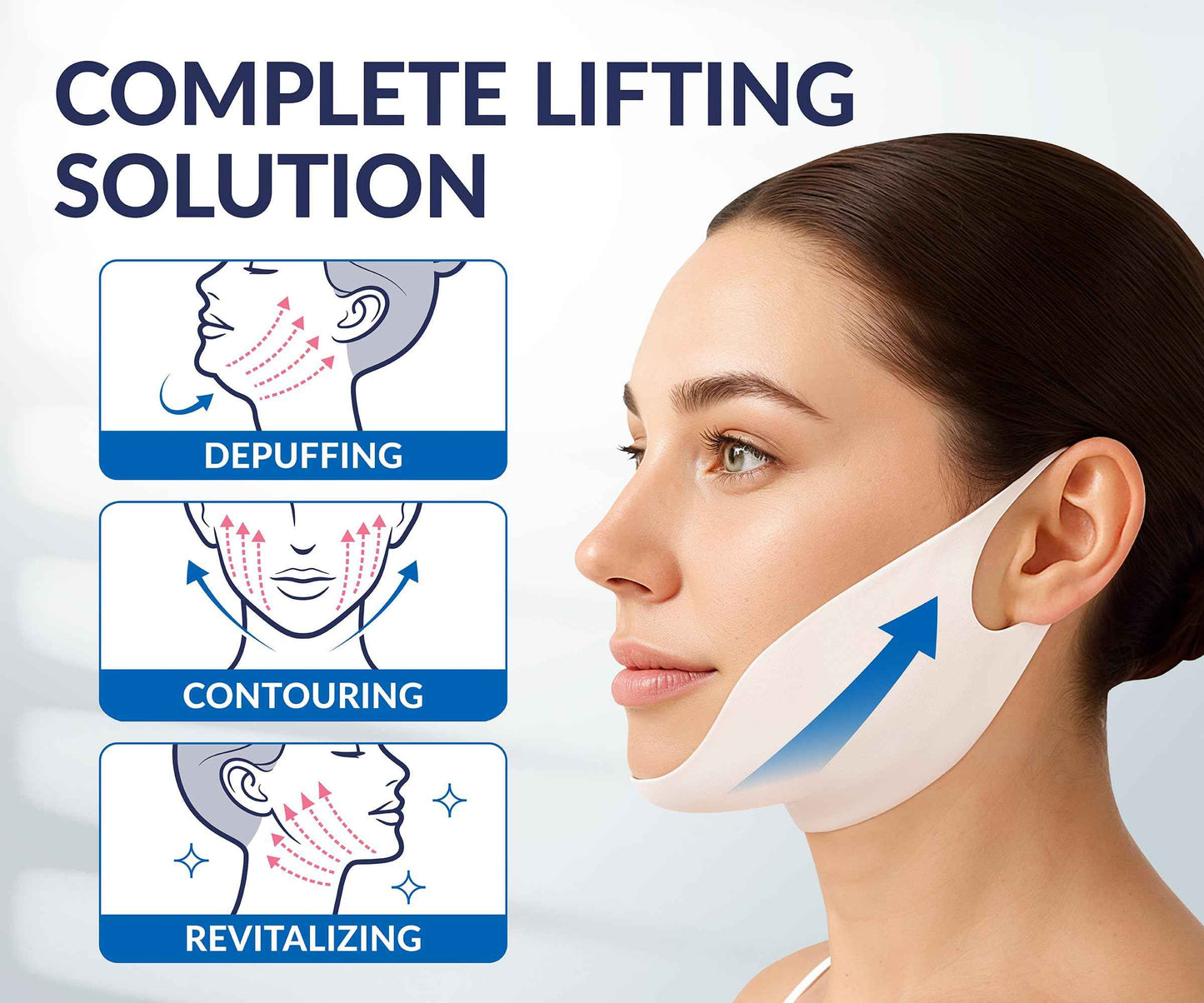 STYLIA V Line Lifting Collagen Mask - Lift, Firm & Contour Jawline - Tightening Double Chin Strap with Hyaluronic Acid & Aloe - Neck Lift & Face Tightening Mask - Jawline Shaper Face Lift Tape (10PC)