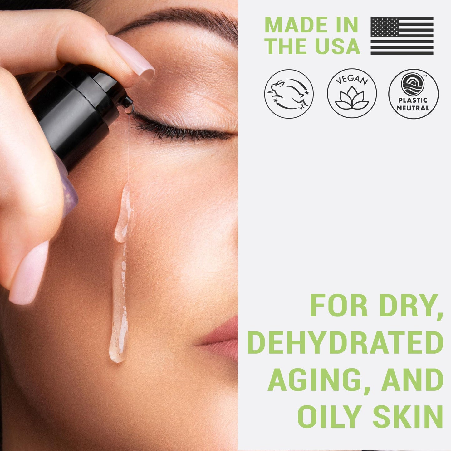 Hyaluronic Acid Serum for Face - USA Made with Natural & Organic Ingredients, Hydrating Anti Aging Face Serum, Softens and Smoothes Dry & Sensitive Skin, Fragrance Free Day & Night Facial Serum