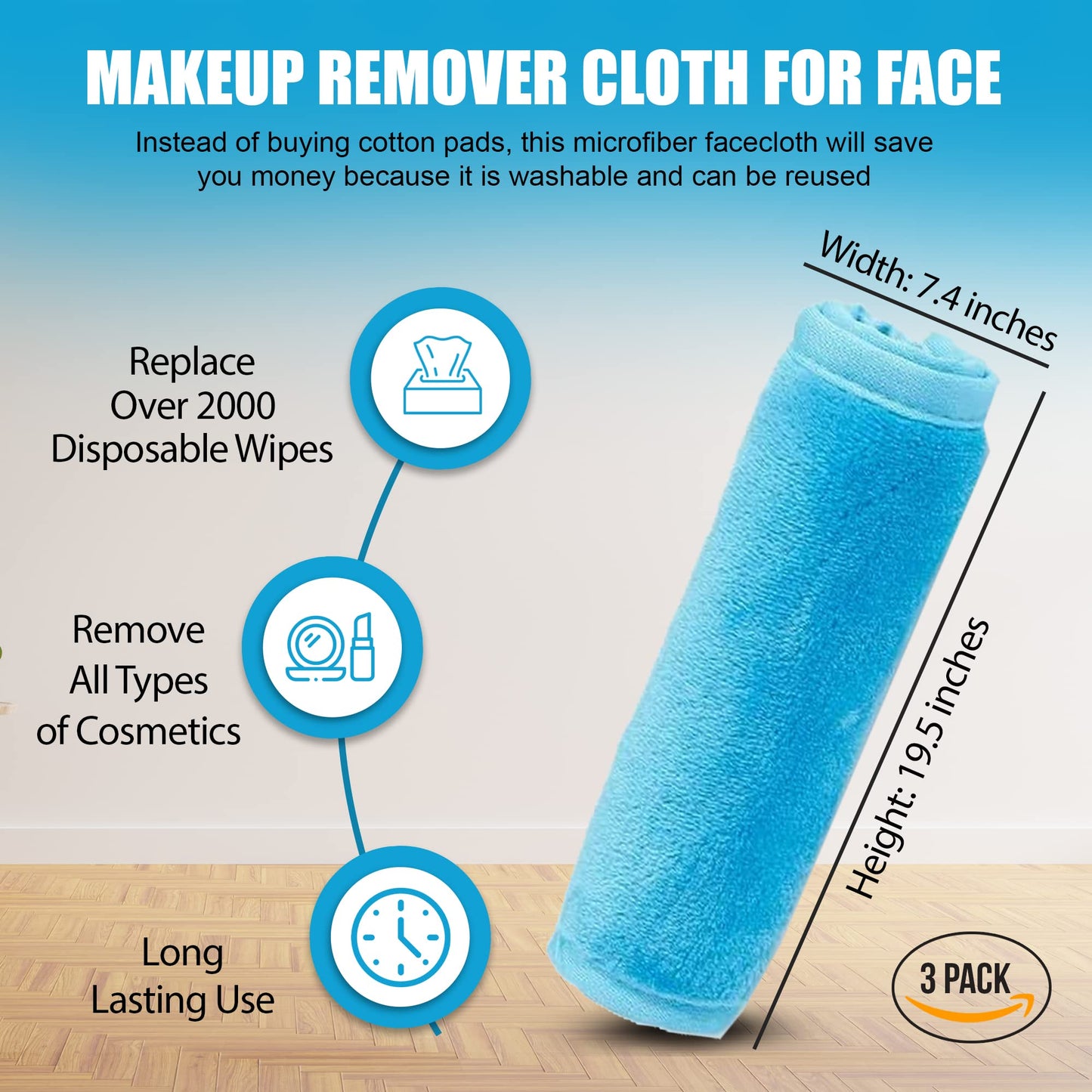 Makeup Remover Face Towel for Women - Removes Mascara Lipstick Eyeliner even heavy Foundation | Wash Cloth for Face and Neck | Quick Dry Wash Cloth for Gentle Facial Cleansing | washable and reusable