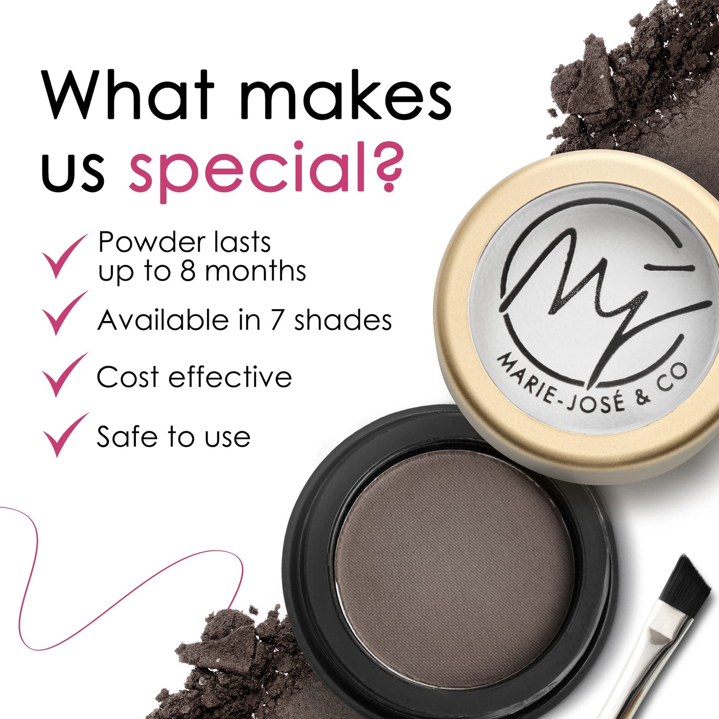 Marie-José & Co Dark Brown Eyebrow Powder - Effortless All-Day Brow Beauty