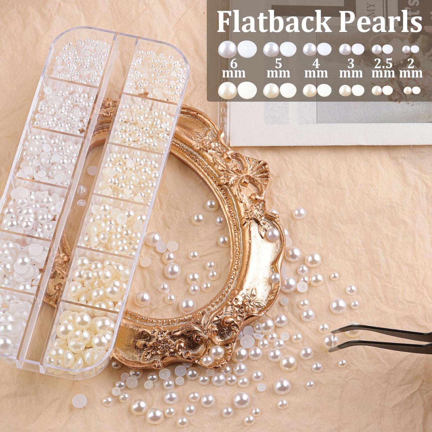 3600pcs Face Gems Eyes Jewels with Glue, Round Glass Mixed Color Iridescent Chameleon Rhinestones, Flatback White & Beige Pearls with Dotting Tools, Flatback Rhinestone Pearl Kits for Make-up, Nail