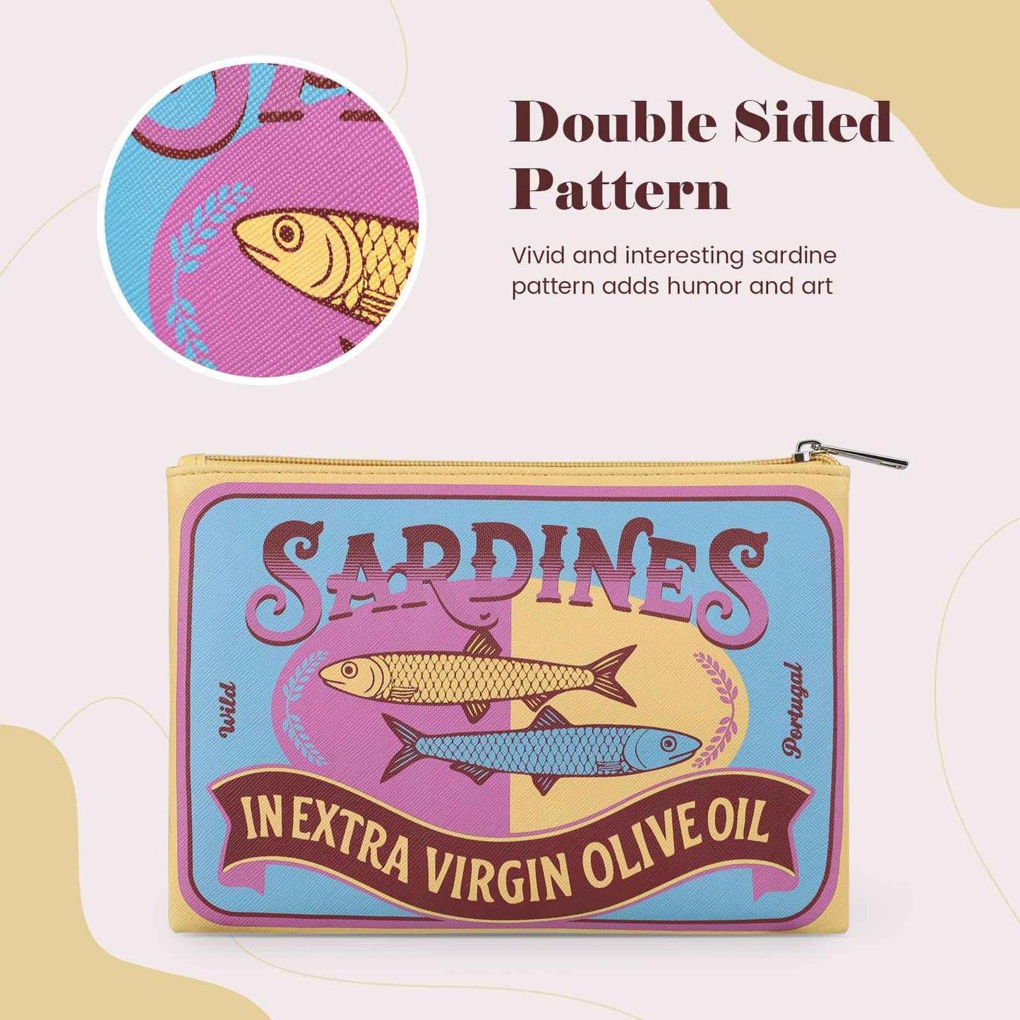 Sardines Makeup Bag, Funny Sardine Bag,Small Makeup Bags,Creative Cute Makeup Bags,Portable Travel Toiletry Pouch,Coquette Make up Pouch for Women