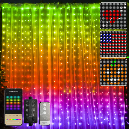 Vanthylit LED Curtain Lights Color Changing, Smart RGB Window String Lights, Rainbow Curtain Lights Decorations Lights Hanging for Bedroom, Christmas, Xmas, Indoor, Outdoor